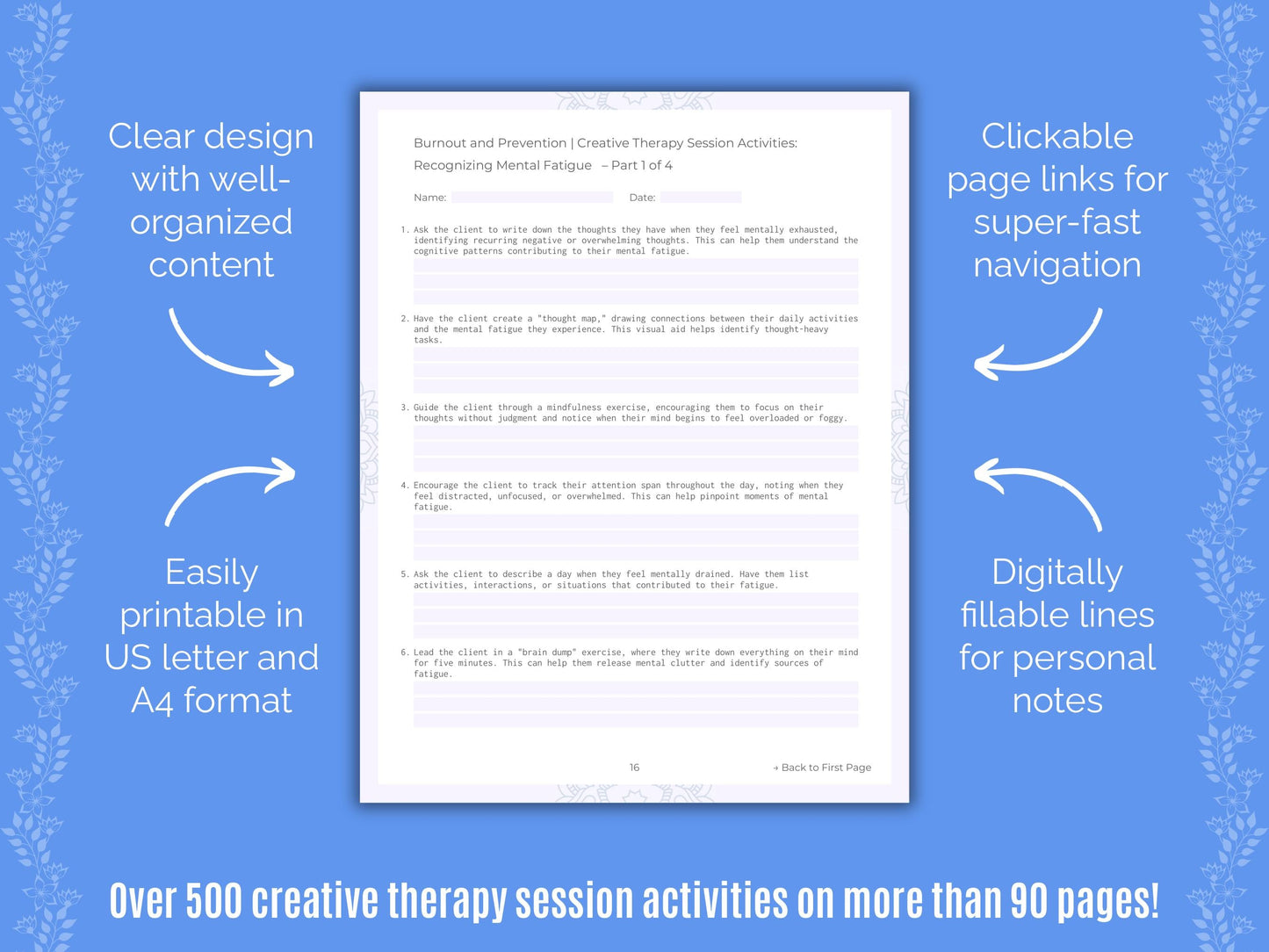 Burnout and Prevention Creative Therapy Counseling Templates
