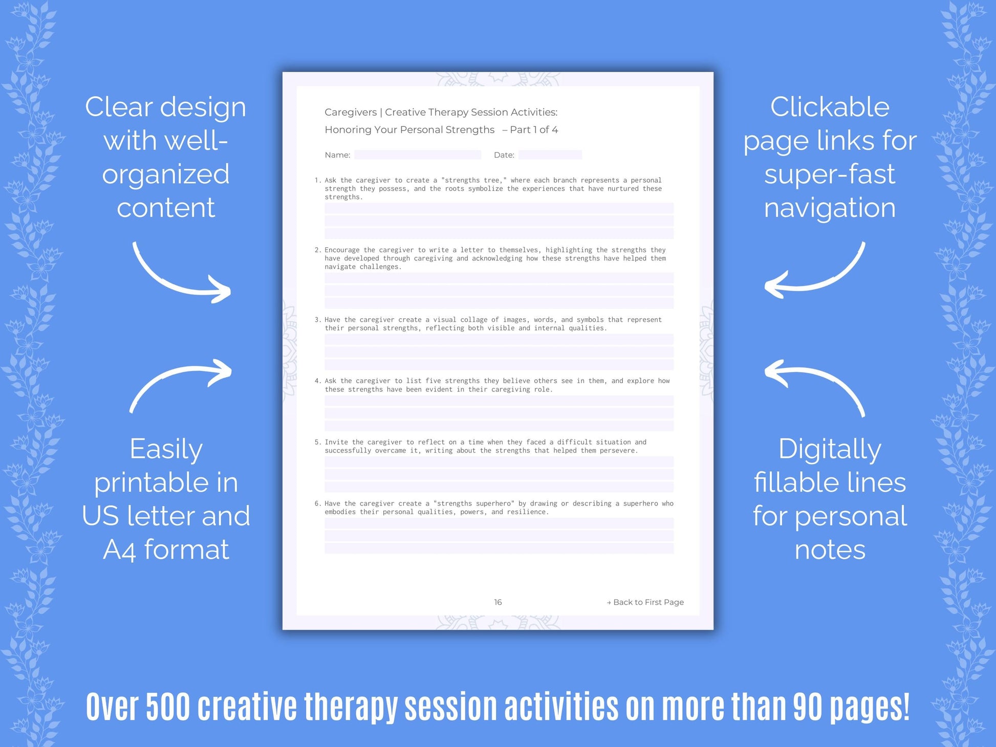 Caregivers Creative Therapy Counseling Templates