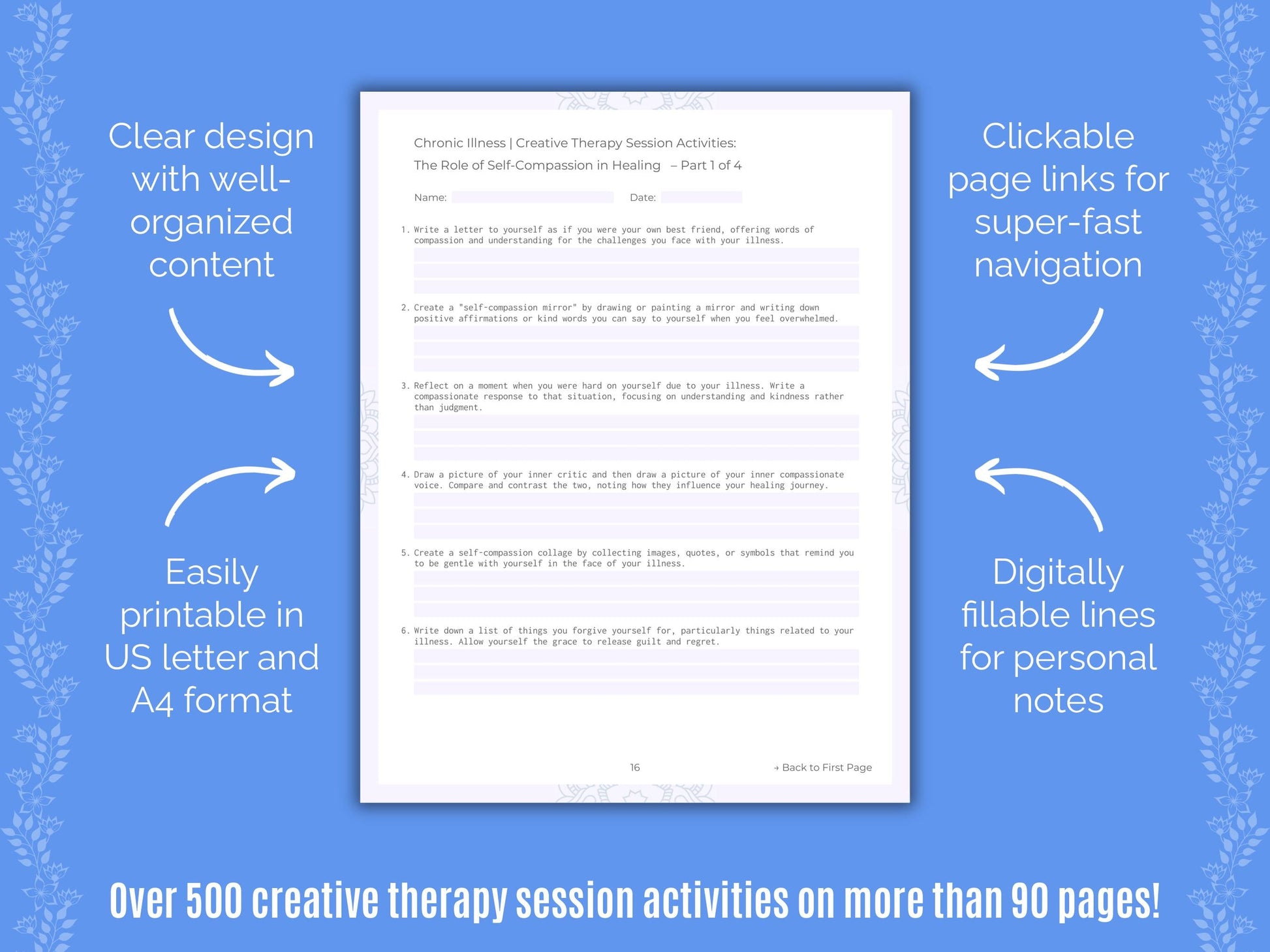 Chronic Illness Creative Therapy Counseling Templates