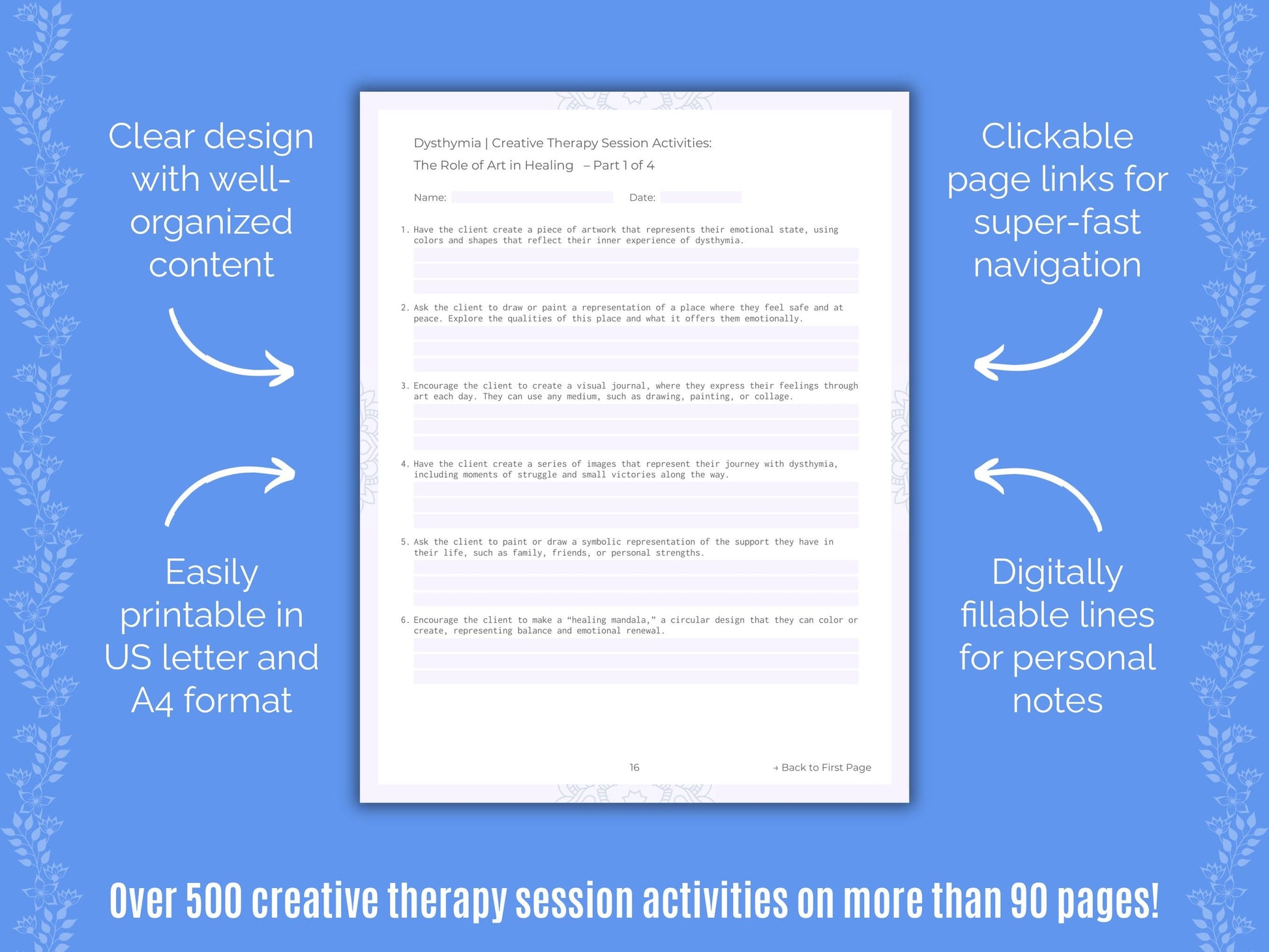 Dysthymia Creative Therapy Counseling Templates