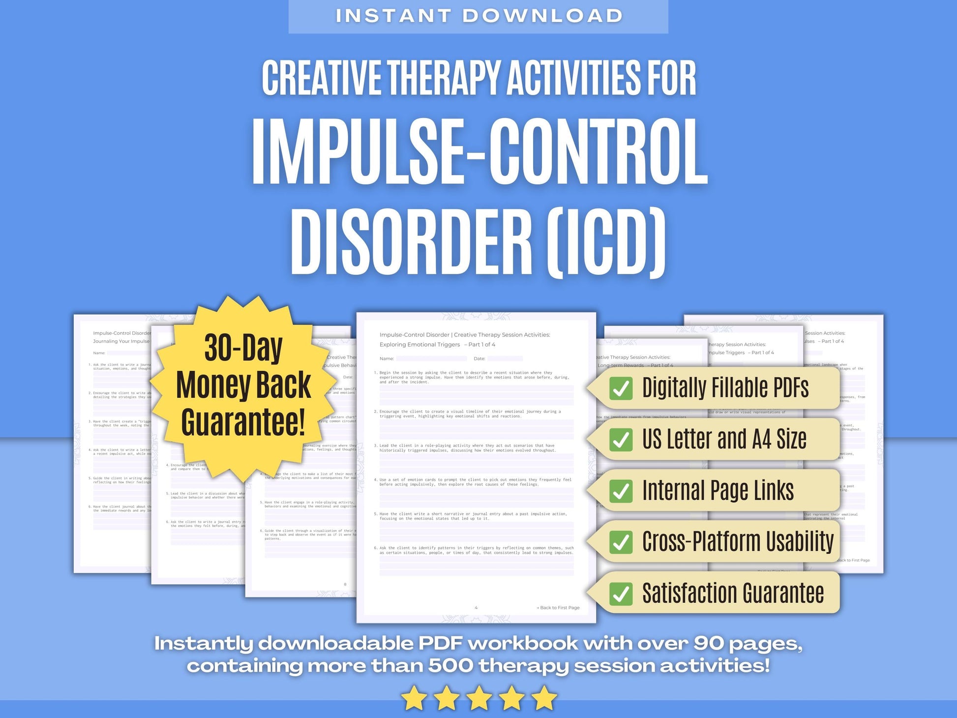 Impulse-Control Disorder (ICD) Creative Therapy Psychology Workbooks