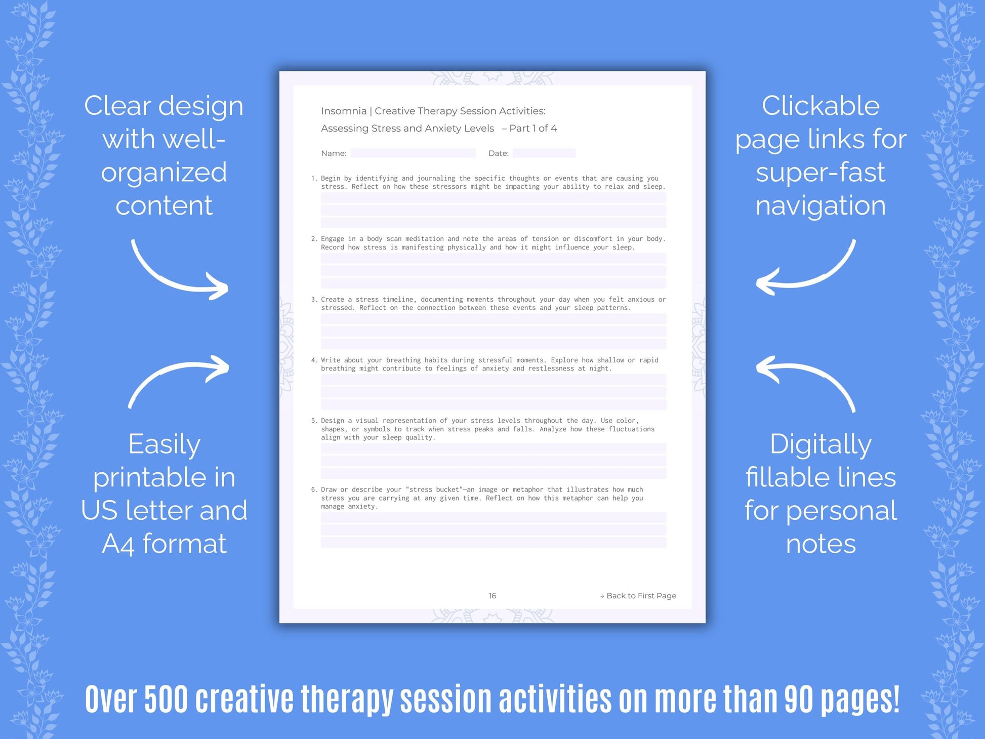 Insomnia Creative Therapy Counseling Templates
