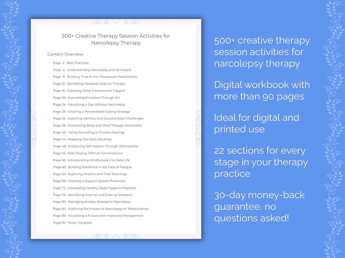 Narcolepsy Creative Therapy Therapist Worksheets