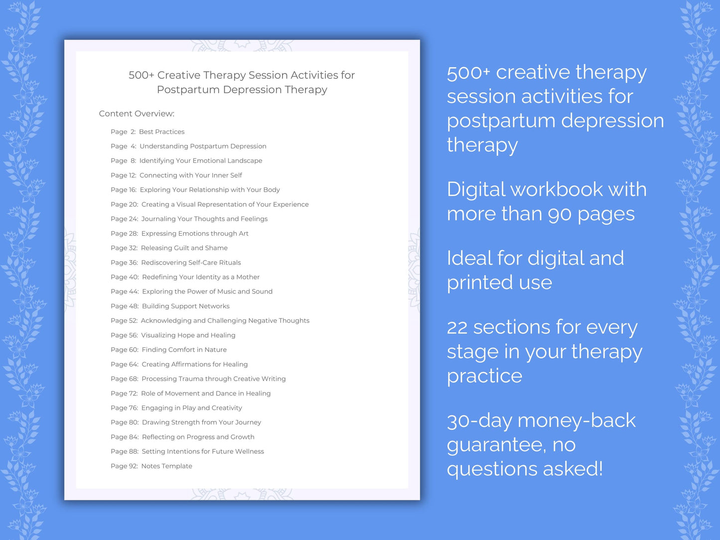 Postpartum Depression Creative Therapy Therapist Worksheets