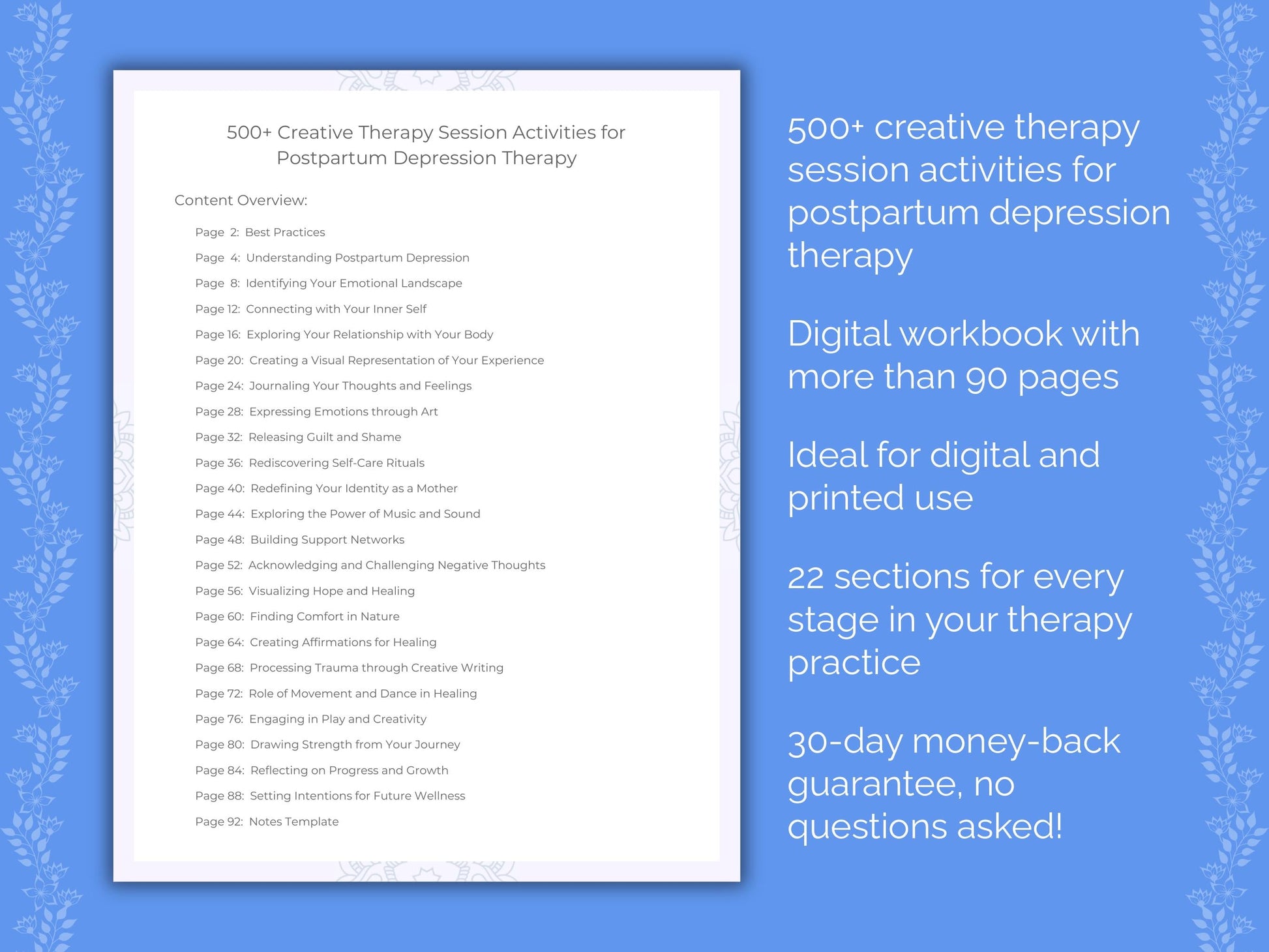 Postpartum Depression Creative Therapy Therapist Worksheets