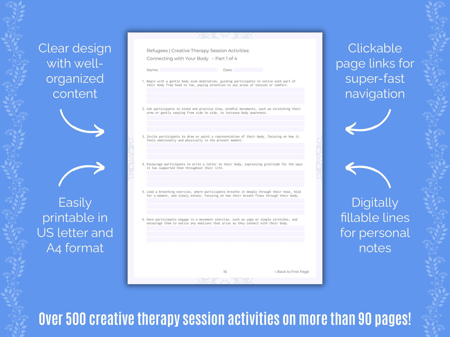 Refugees Creative Therapy Counseling Templates