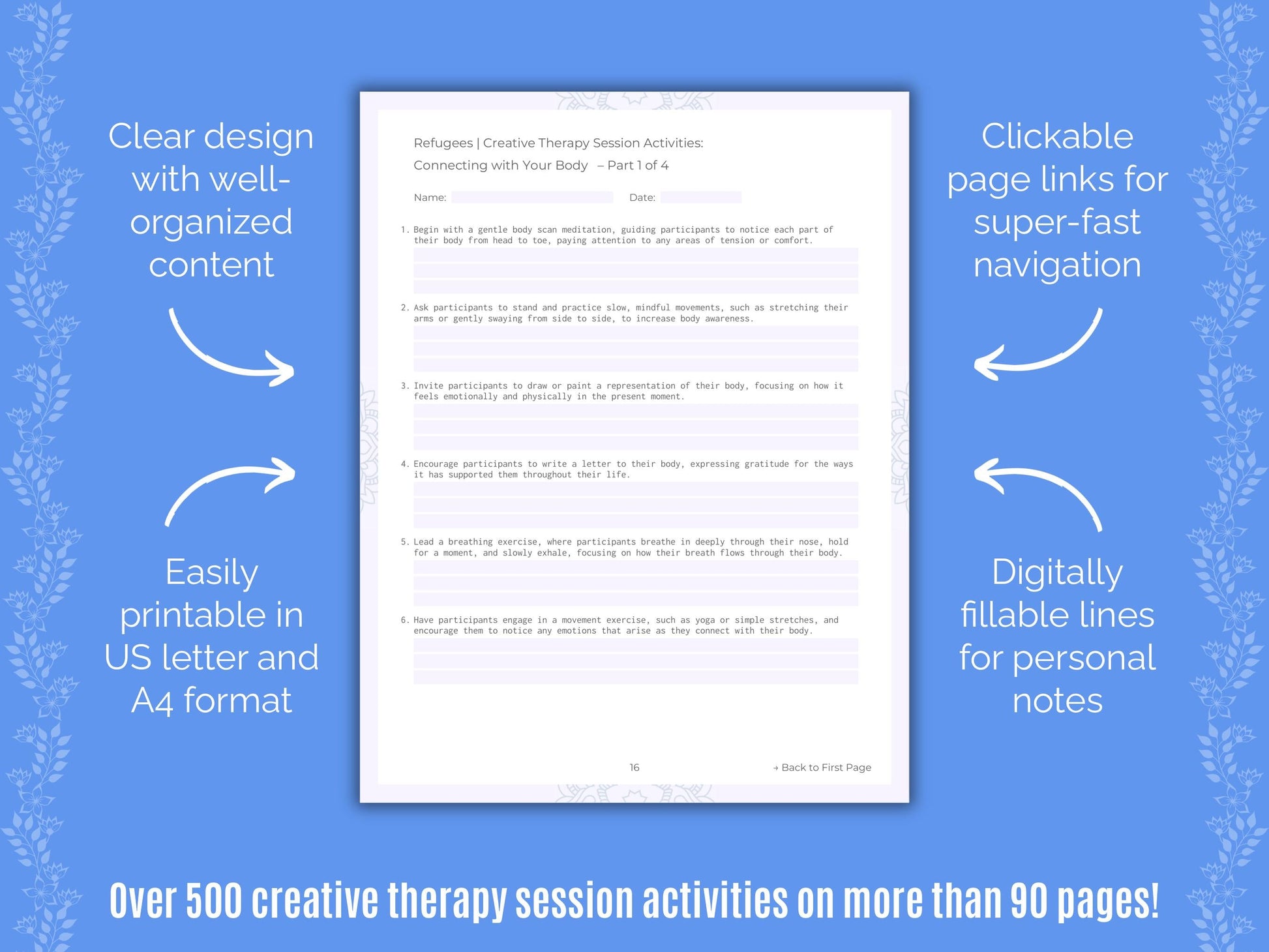 Refugees Creative Therapy Counseling Templates