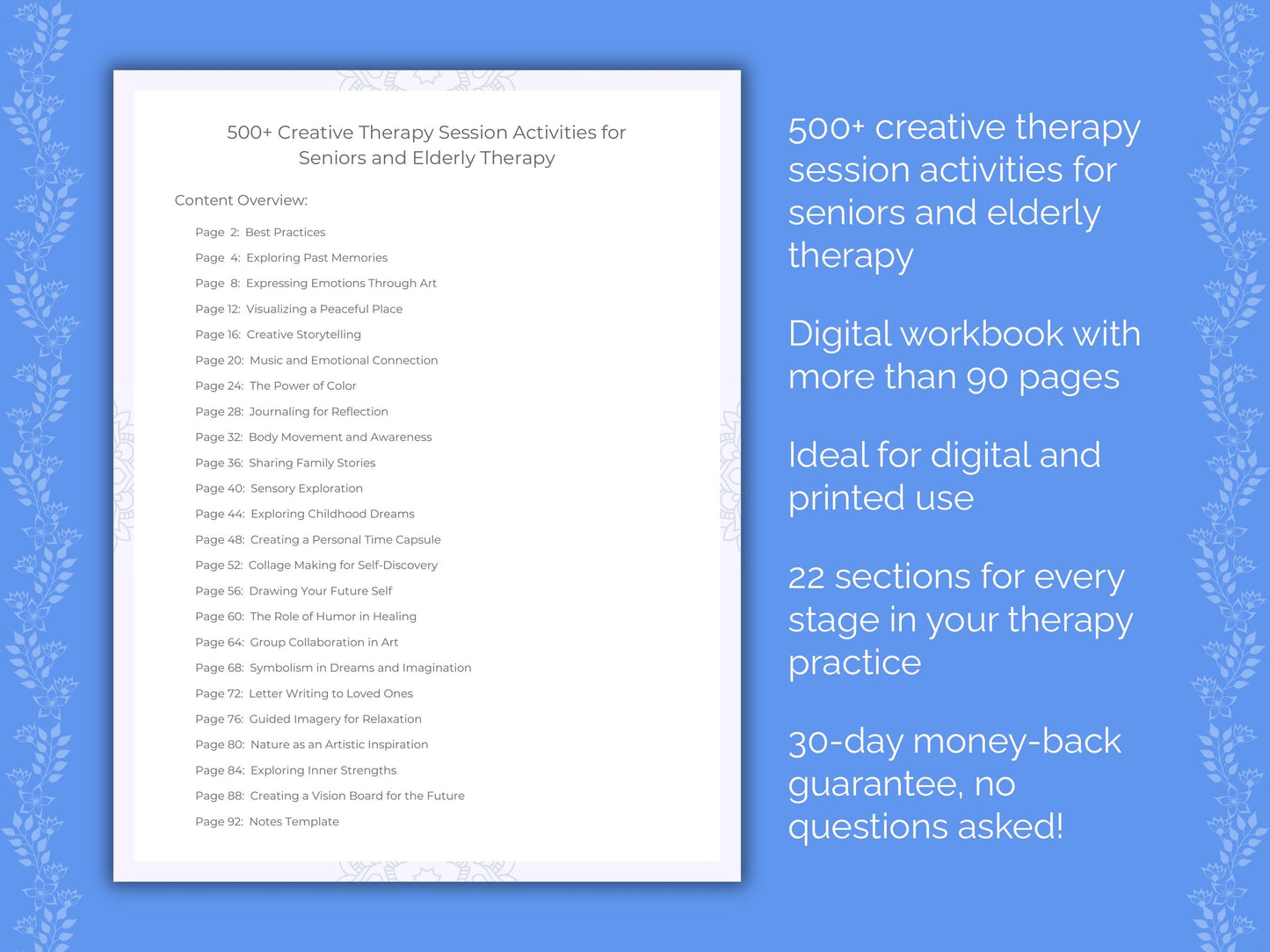 Seniors and Elderly Creative Therapy Therapist Worksheets
