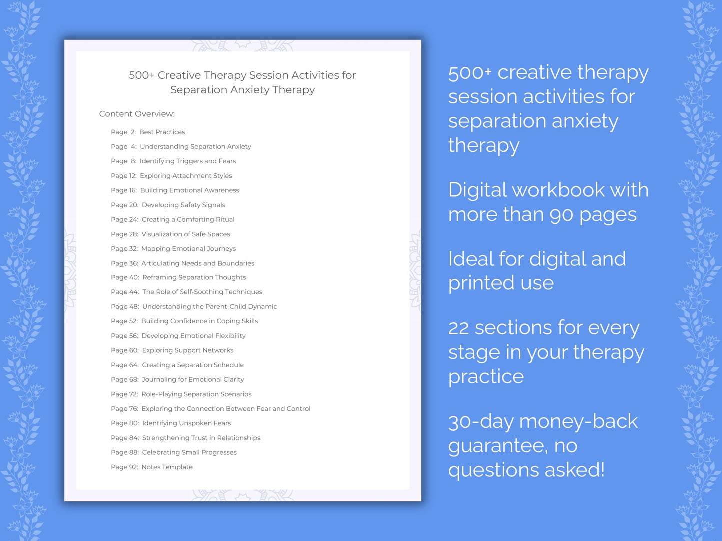 Separation Anxiety Creative Therapy Therapist Worksheets