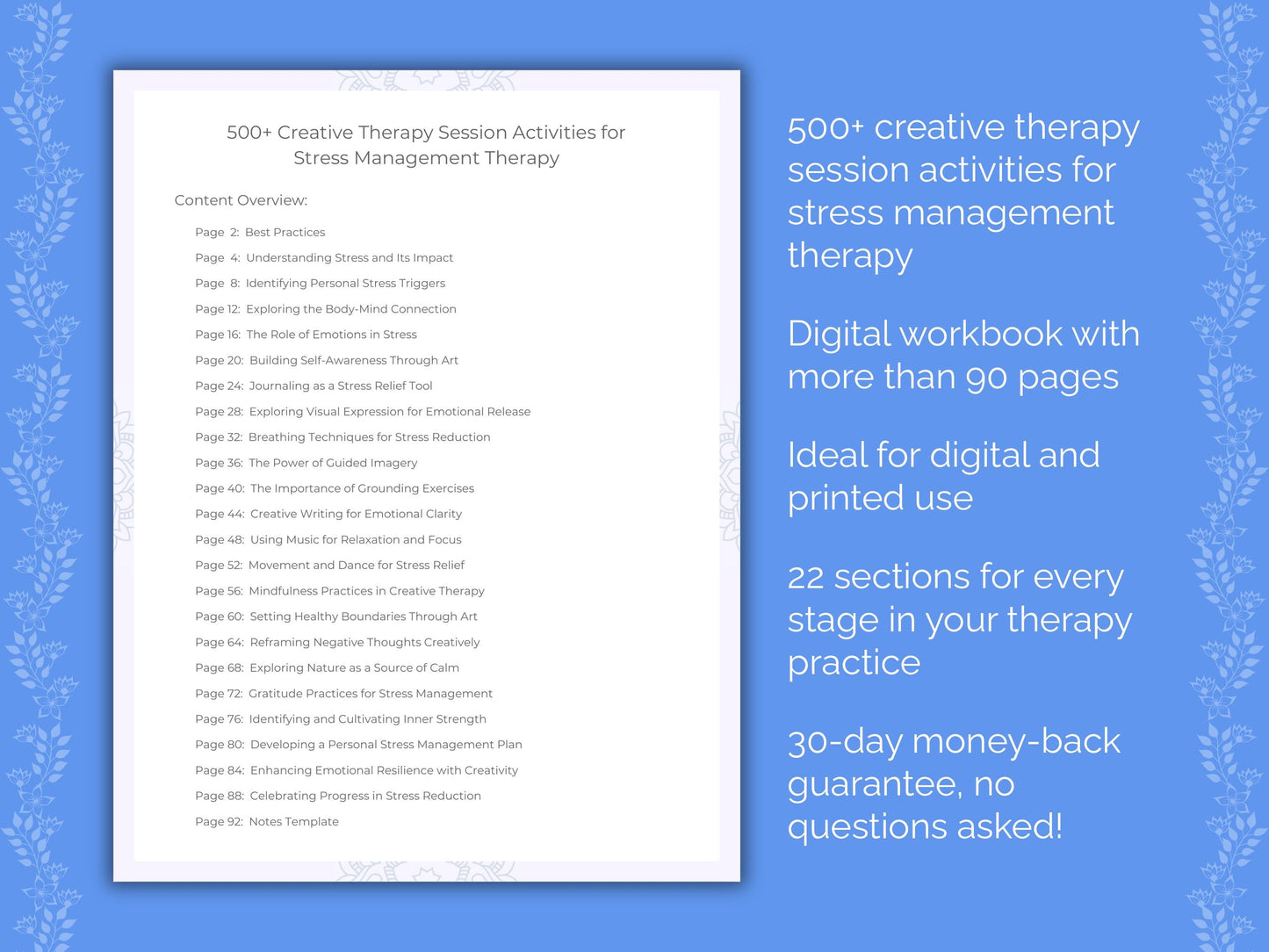 Stress Management Creative Therapy Therapist Worksheets