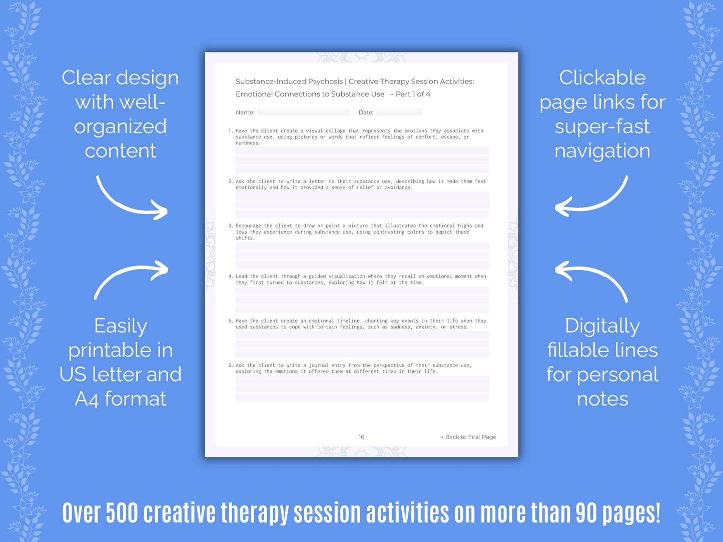 Substance-Induced Psychosis Creative Therapy Counseling Templates