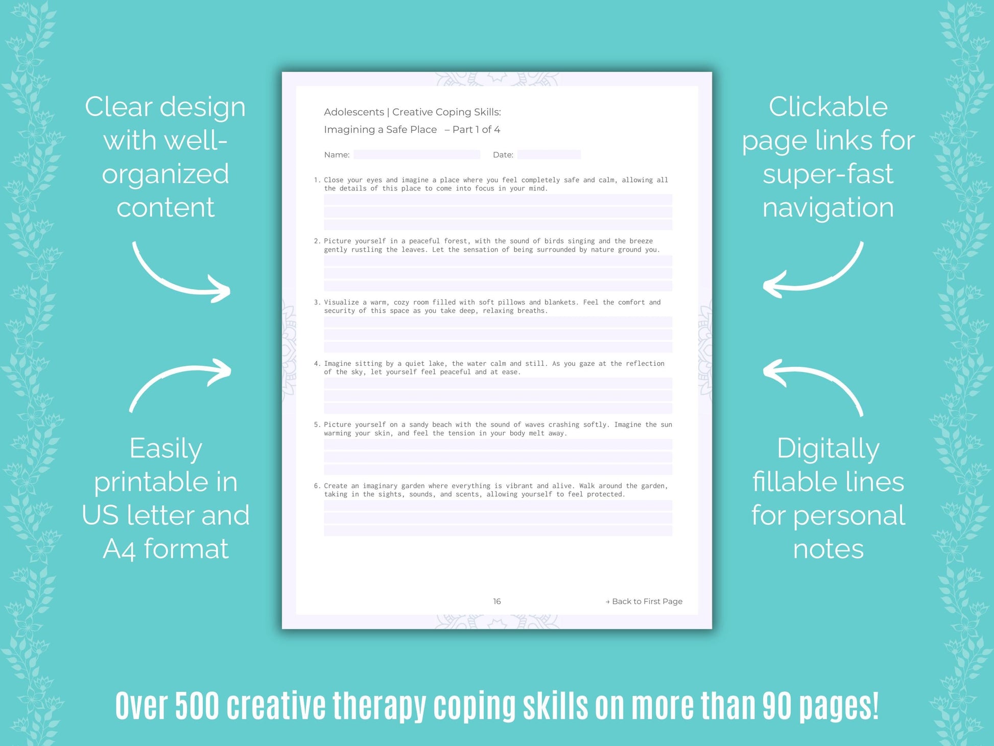 Adolescents Creative Therapy Counseling Templates