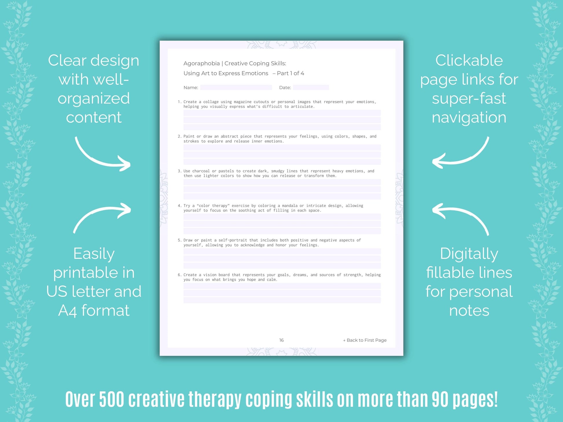 Agoraphobia Creative Therapy Counseling Templates