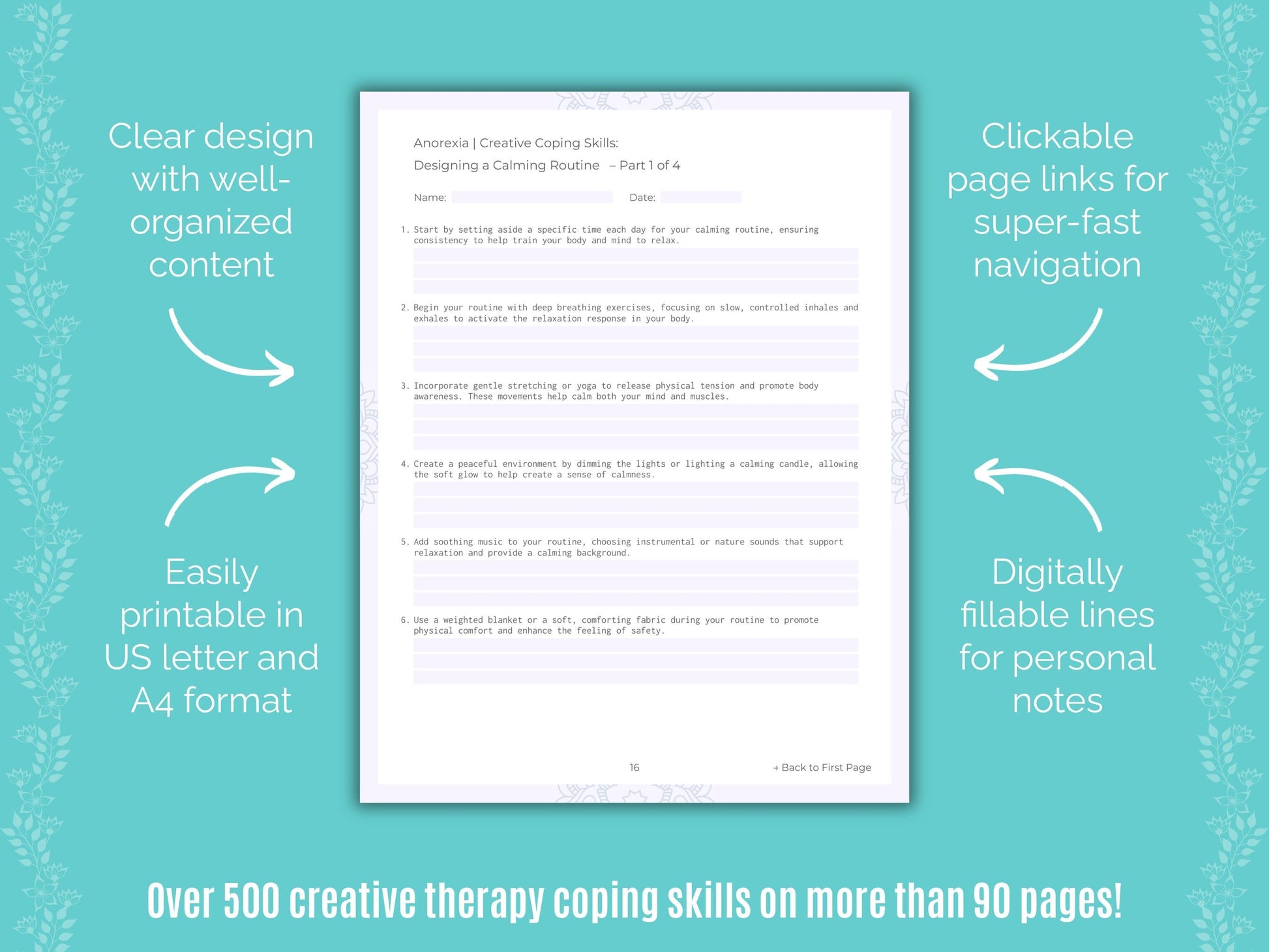 Anorexia Creative Therapy Counseling Templates