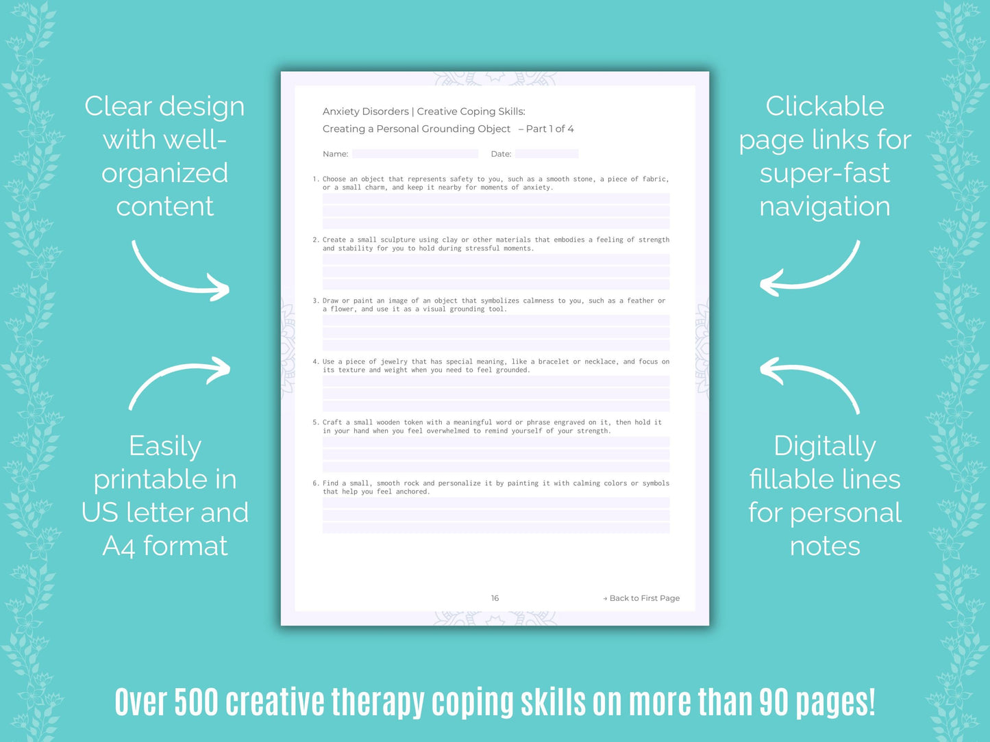 Anxiety Disorders Creative Therapy Counseling Templates