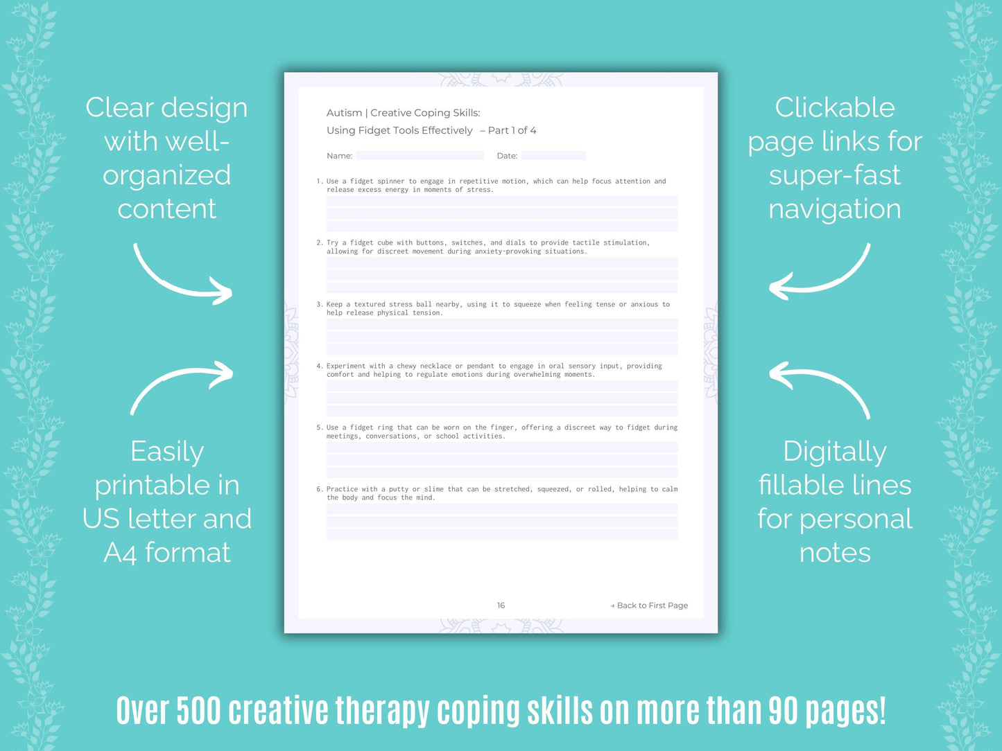 Autism Spectrum Disorder Creative Therapy Counseling Templates