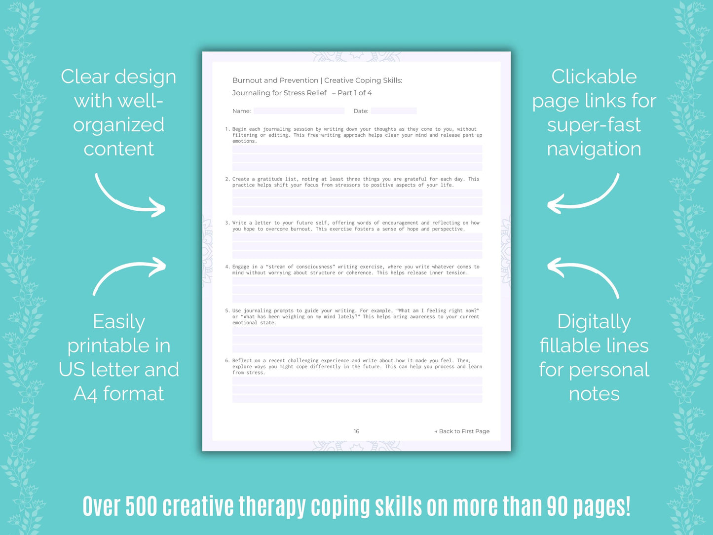 Burnout and Prevention Creative Therapy Counseling Templates