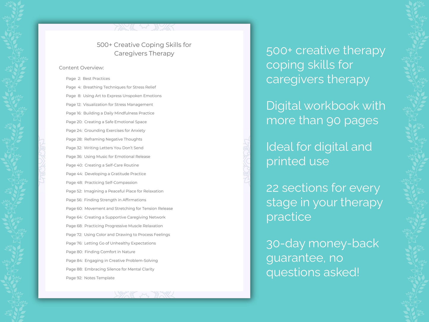 Caregivers Creative Therapy Therapist Worksheets
