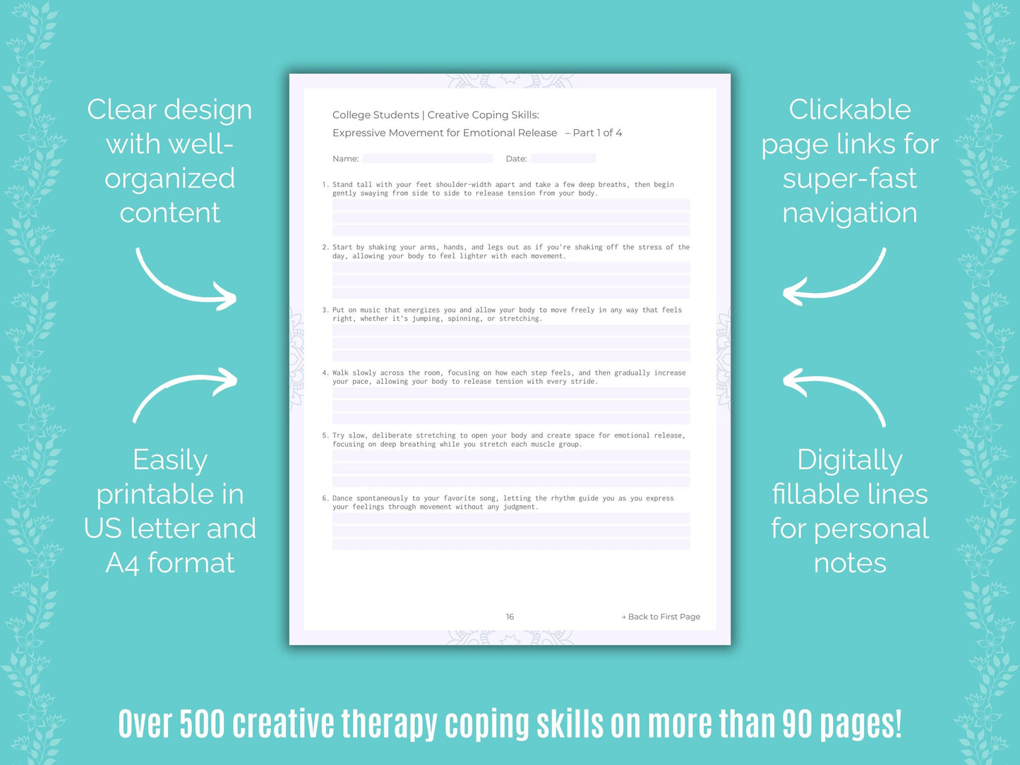 College Students Creative Therapy Counseling Templates