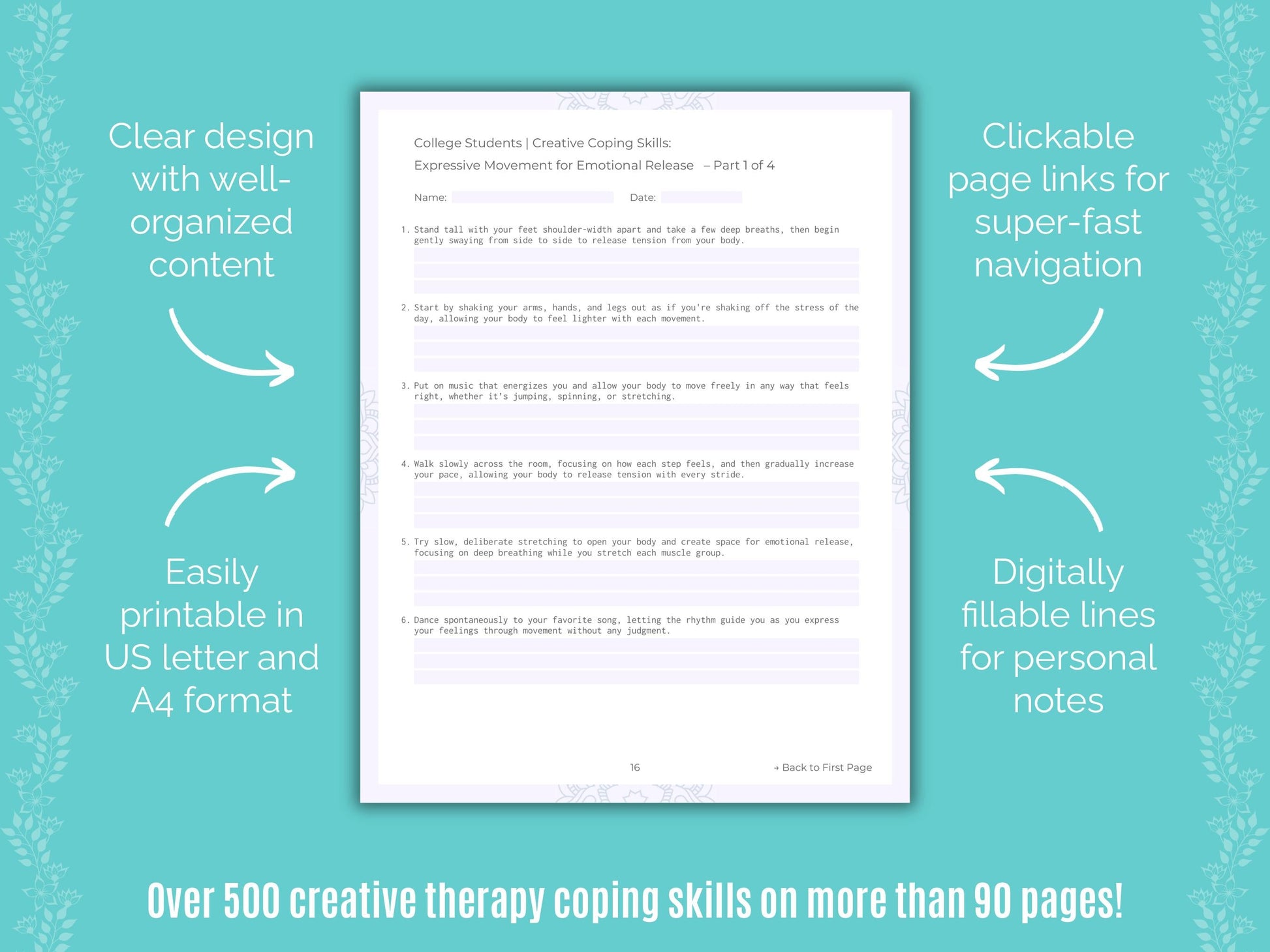 College Students Creative Therapy Counseling Templates