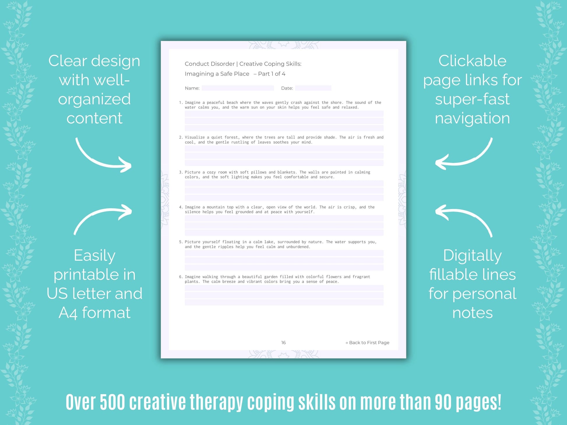 Conduct Disorder Creative Therapy Counseling Templates