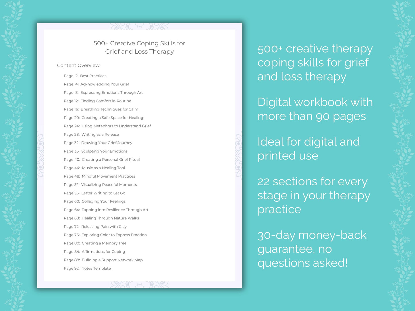Grief and Loss Creative Therapy Therapist Worksheets