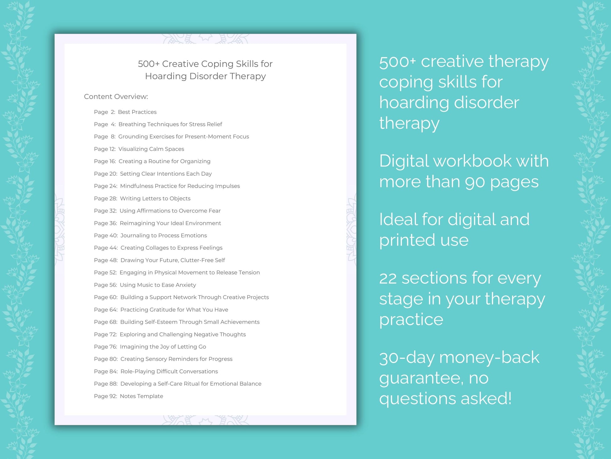 Hoarding Disorder Creative Therapy Therapist Worksheets