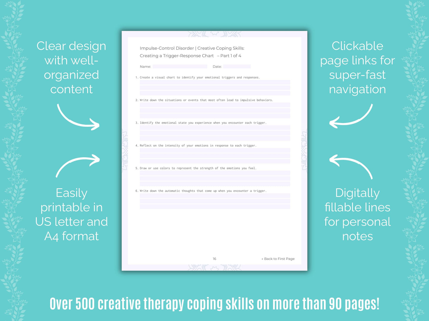Impulse-Control Disorder (ICD) Creative Therapy Counseling Templates