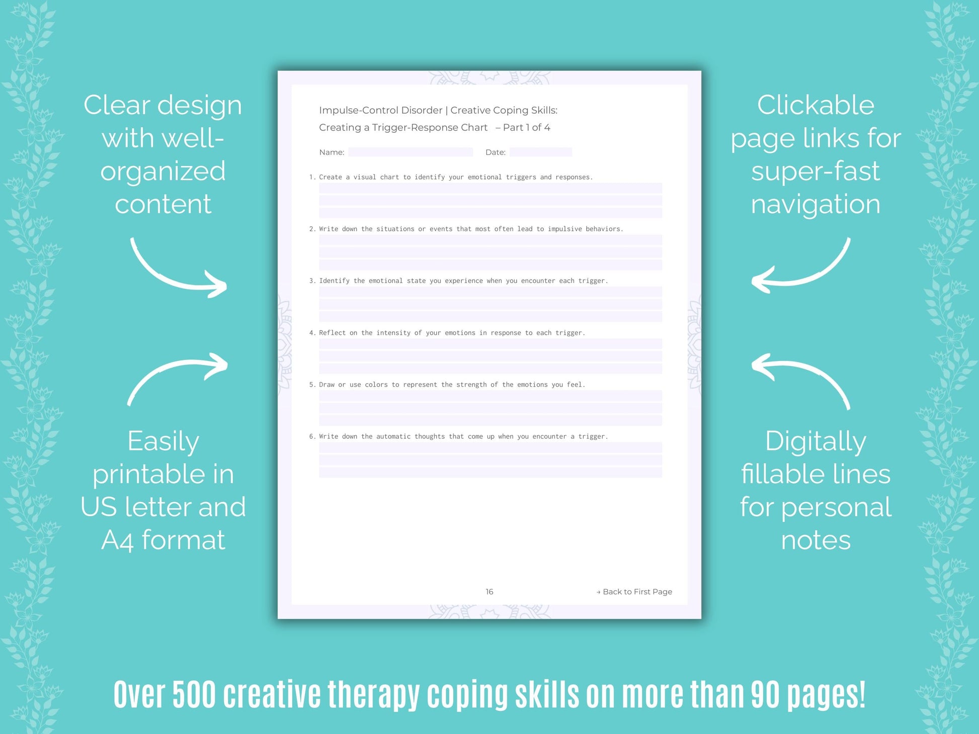 Impulse-Control Disorder (ICD) Creative Therapy Counseling Templates