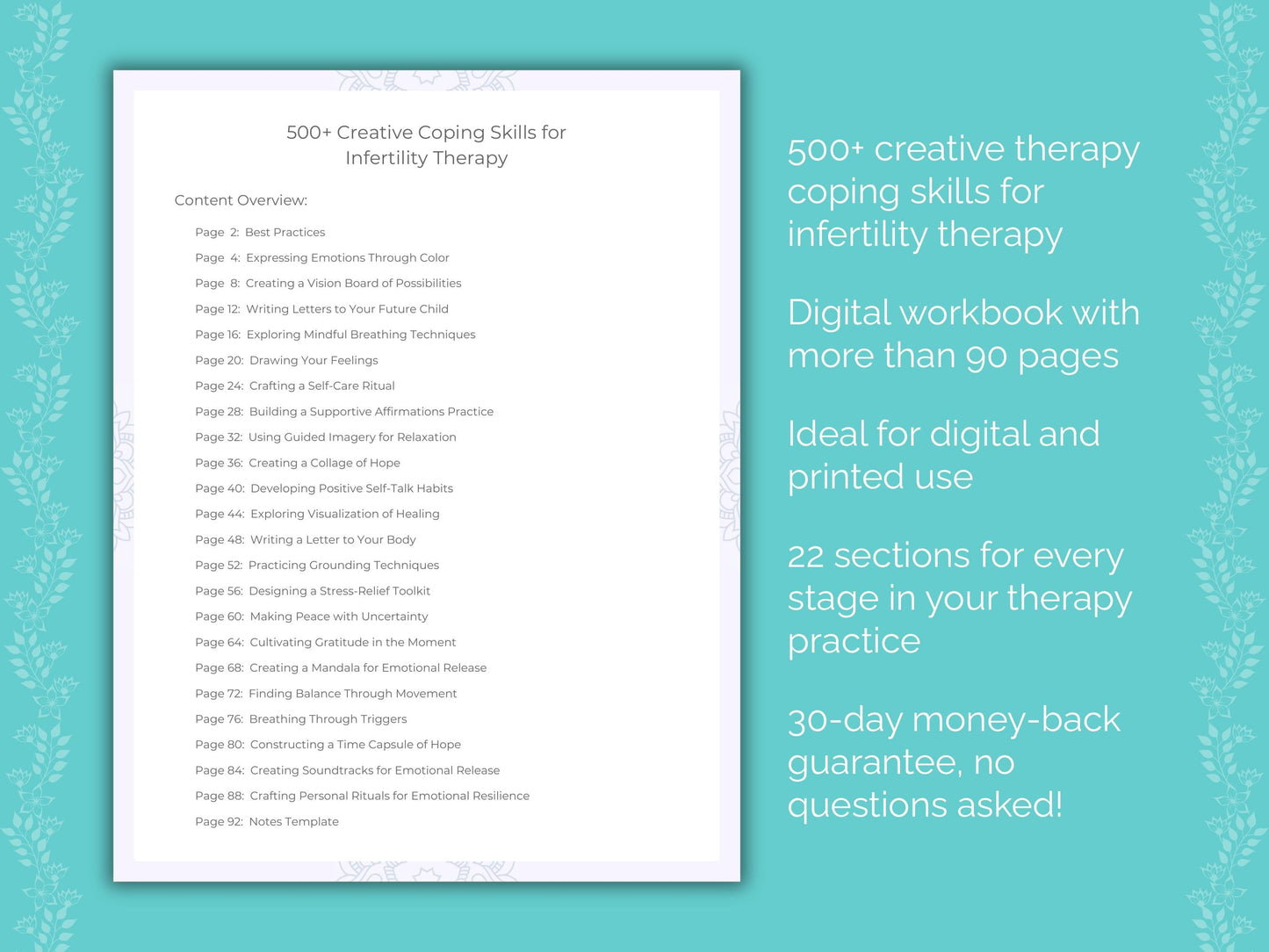 Infertility Creative Therapy Therapist Worksheets