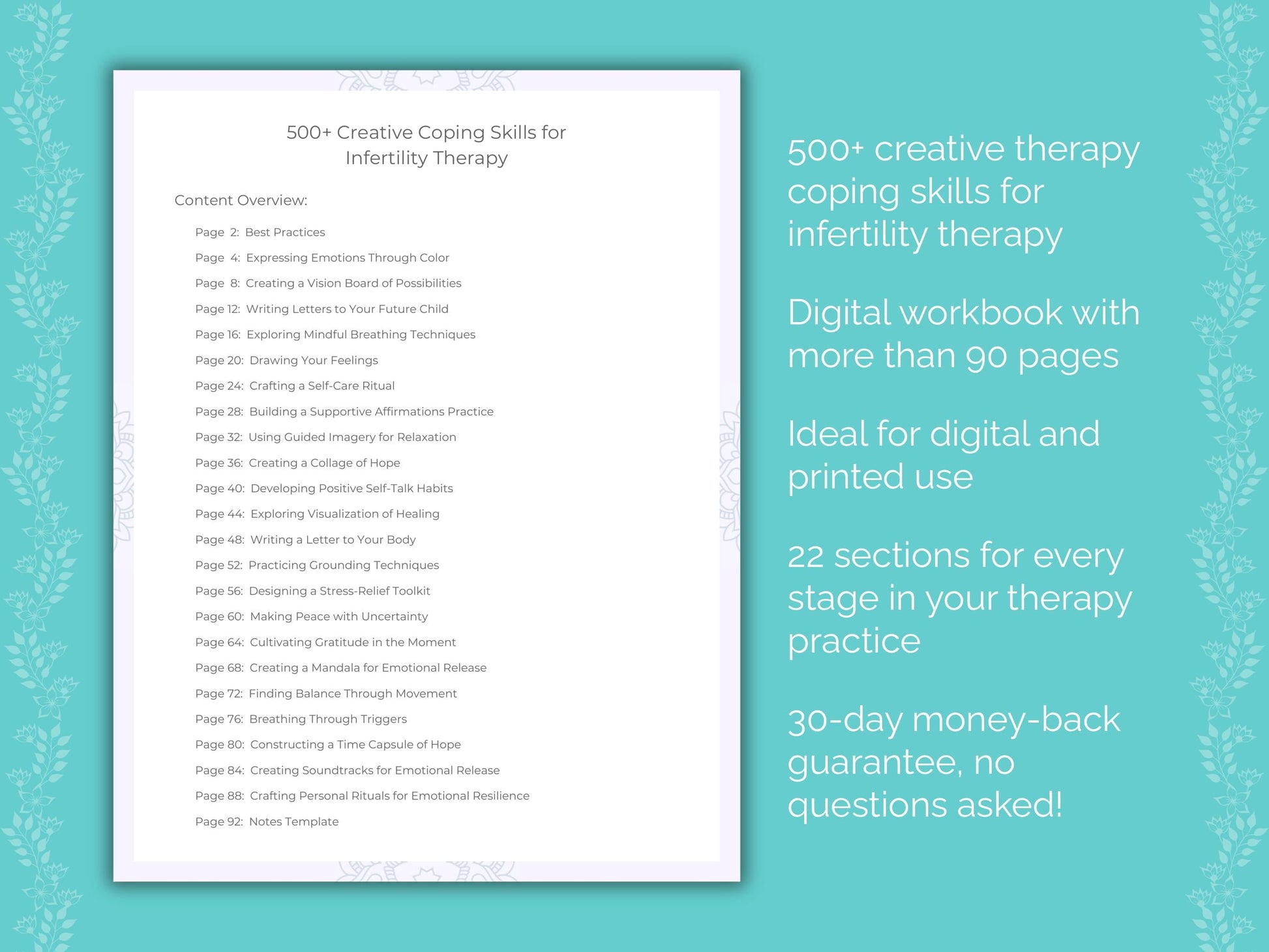 Infertility Creative Therapy Therapist Worksheets