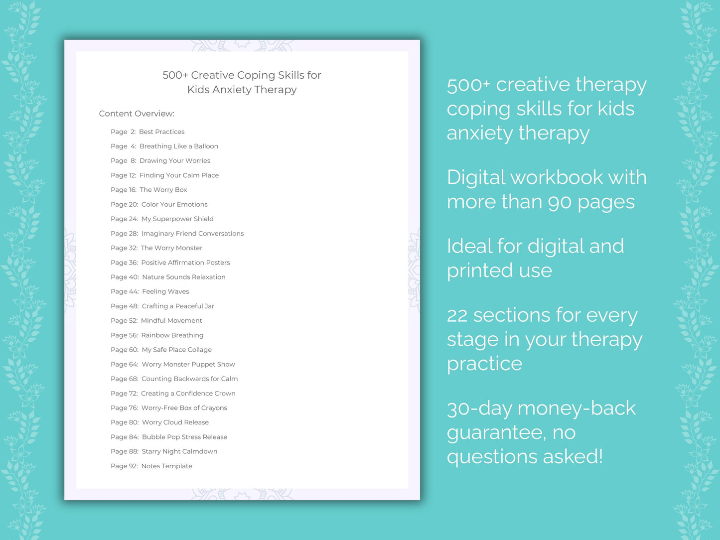 Kids Anxiety Creative Therapy Therapist Worksheets
