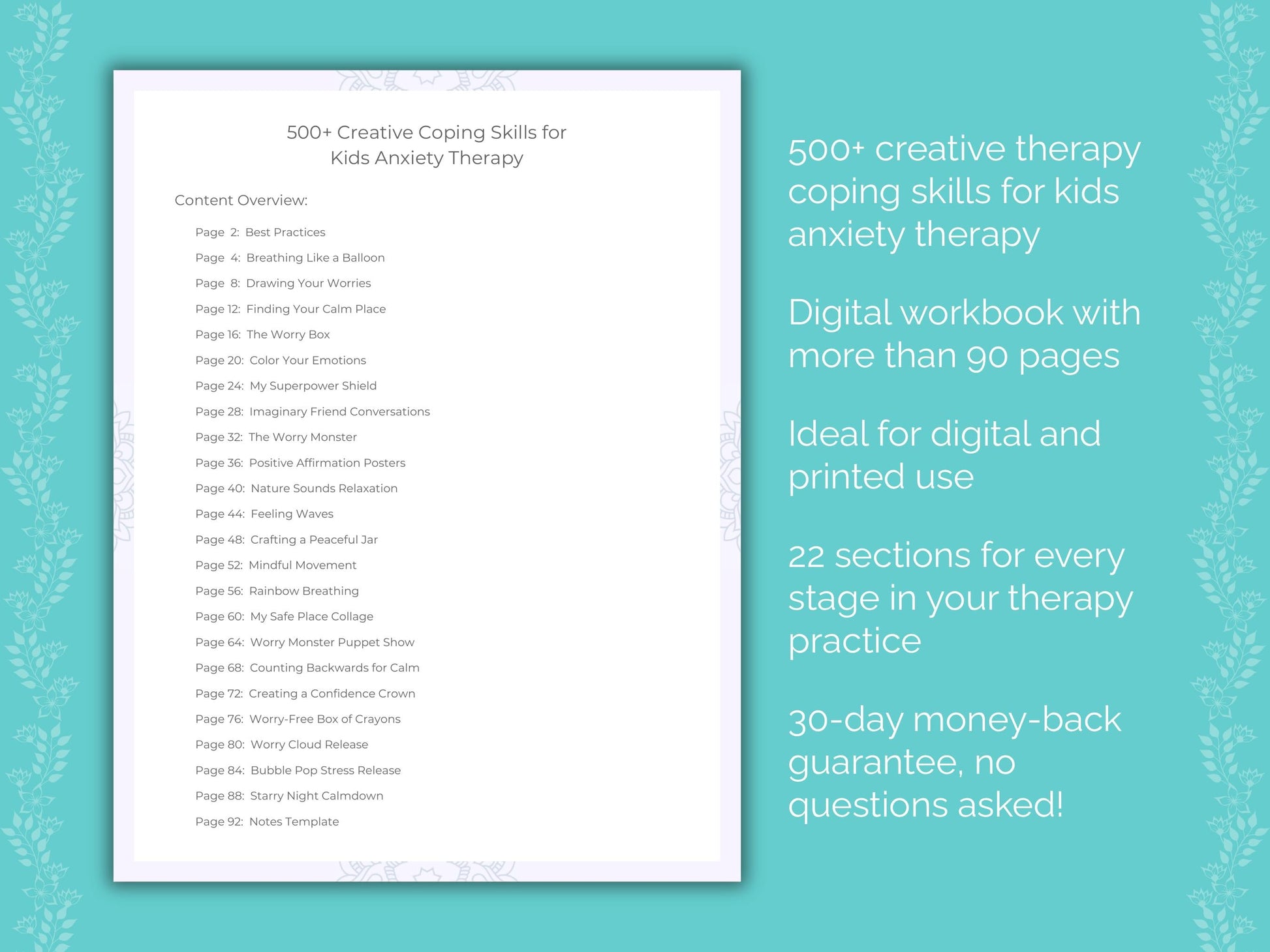 Kids Anxiety Creative Therapy Therapist Worksheets