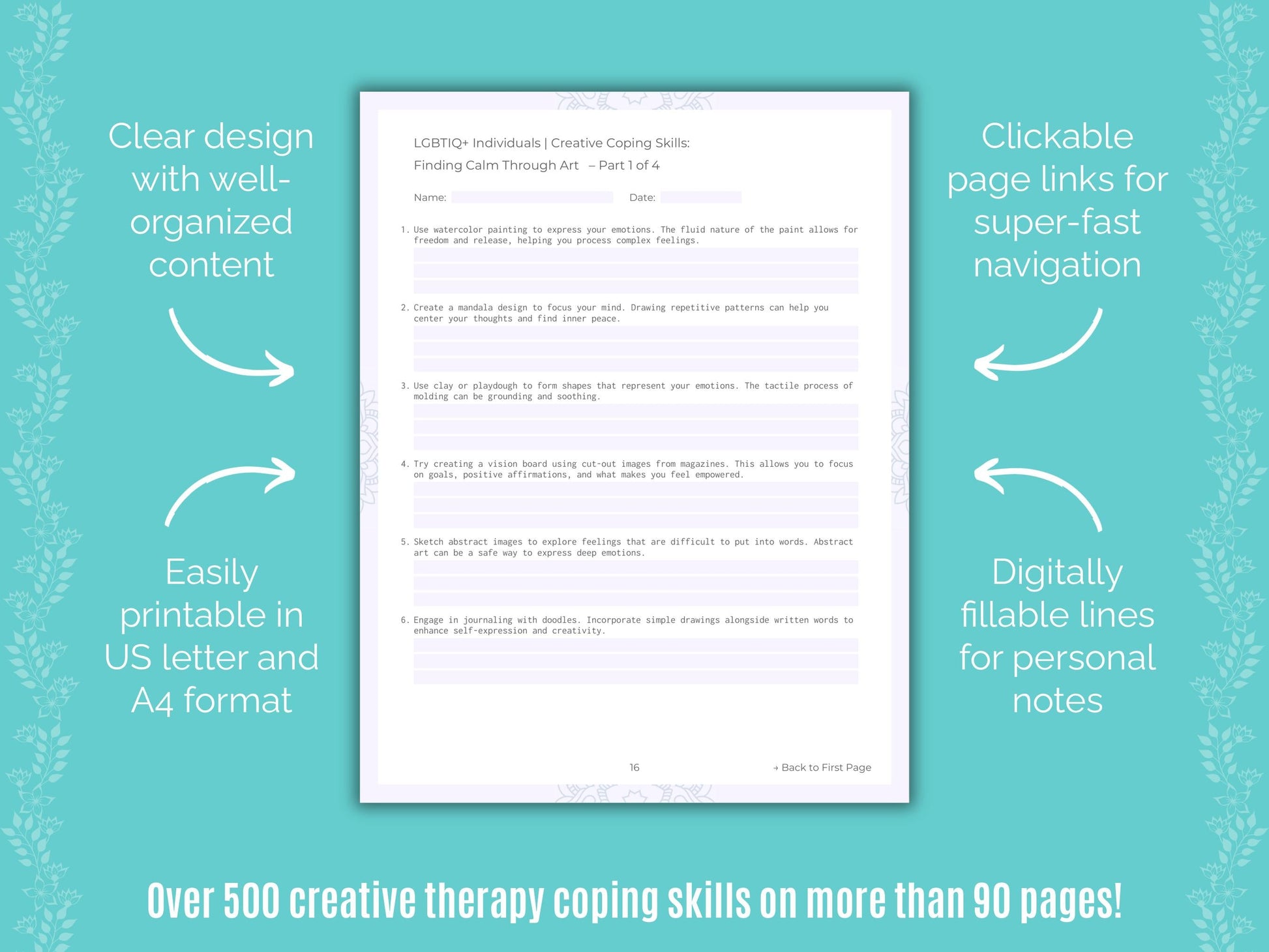 LGBTIQ+ Individuals Creative Therapy Counseling Templates