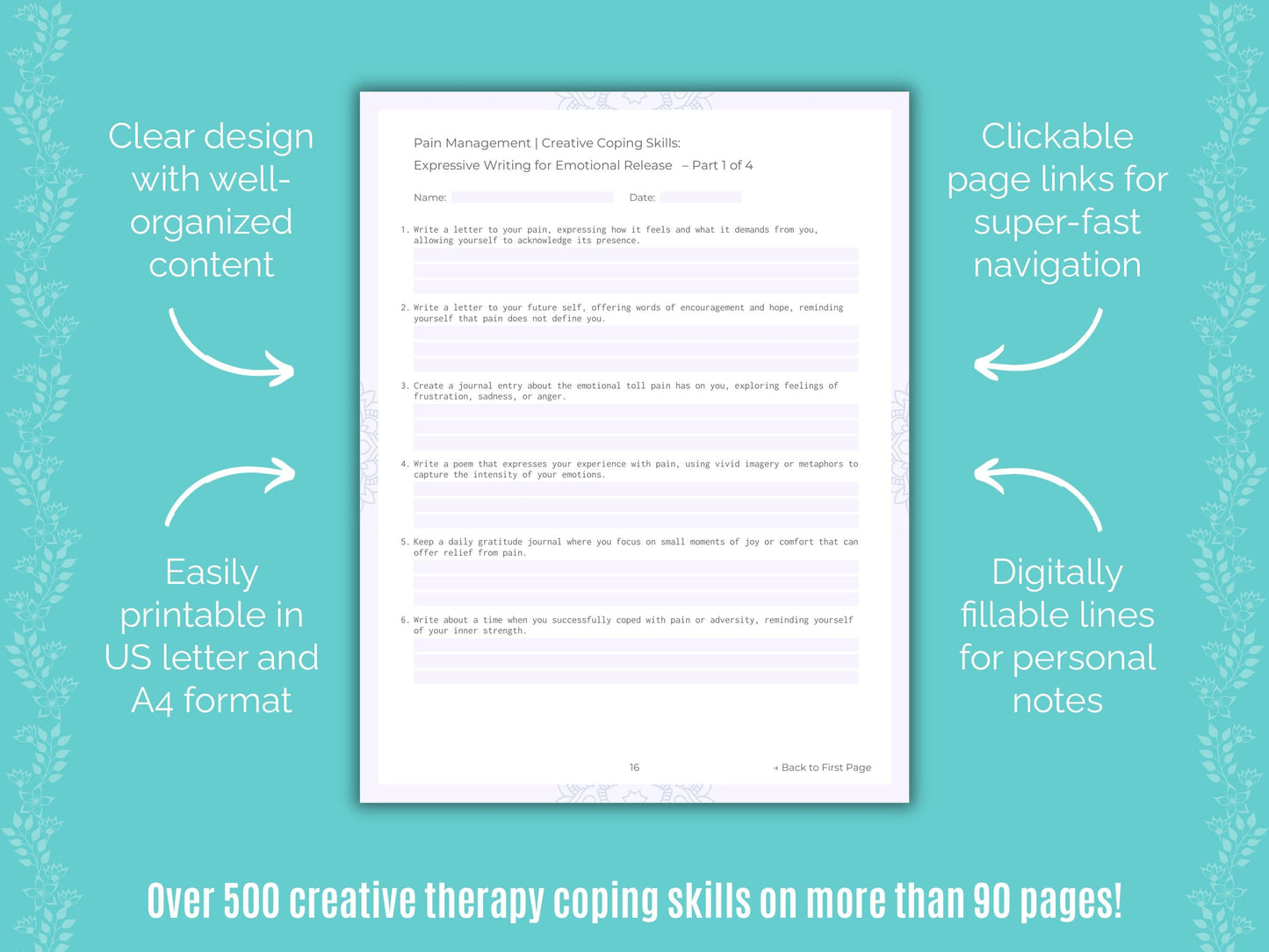 Pain Management Creative Therapy Counseling Templates