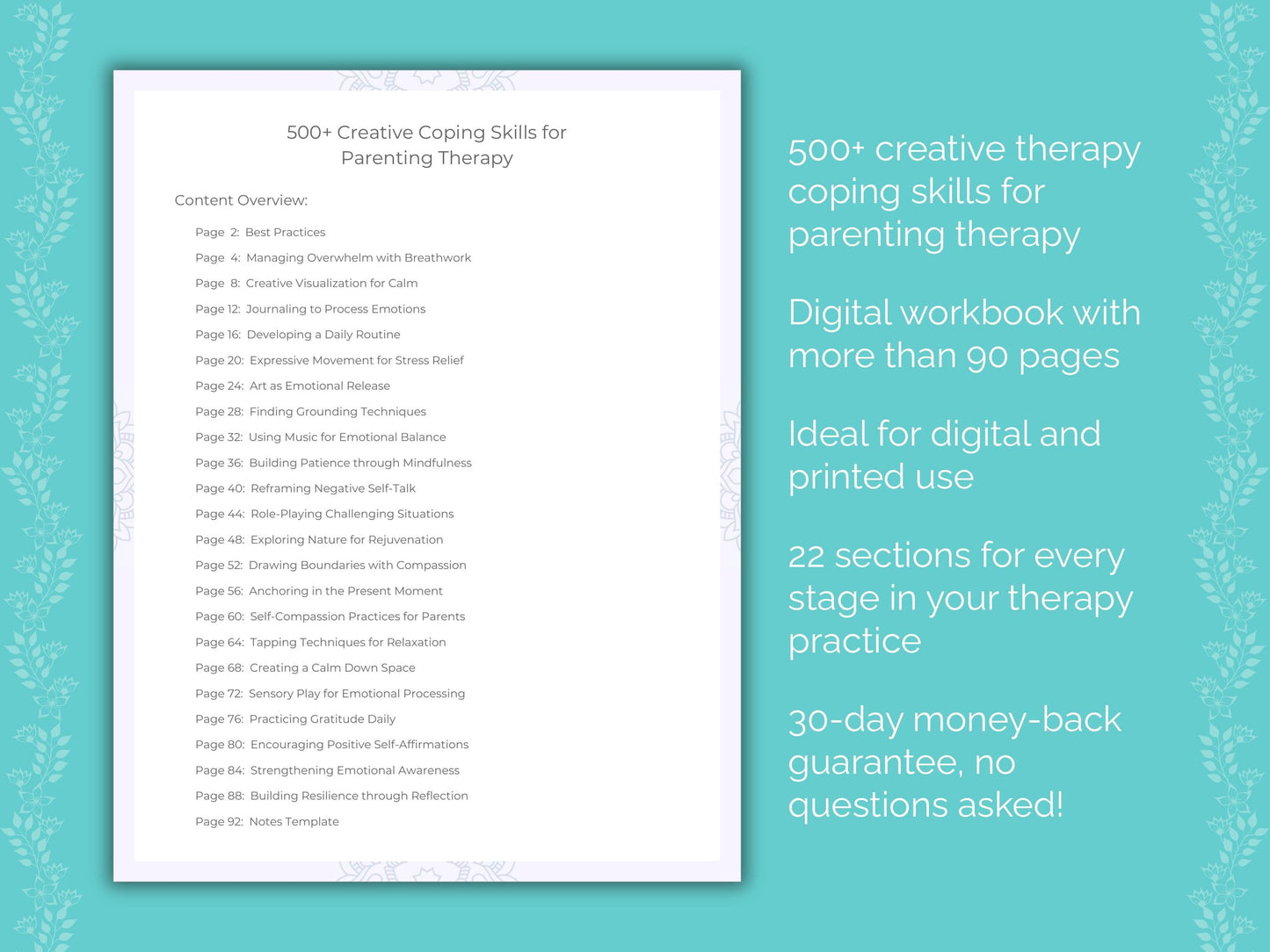 Parenting Creative Therapy Therapist Worksheets