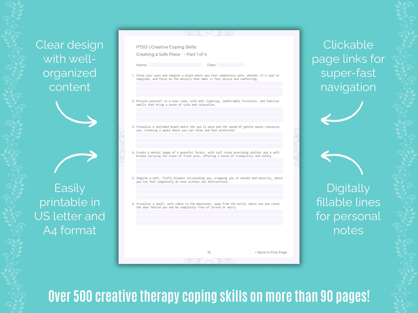 Post-Traumatic Stress Disorder (PTSD) Creative Therapy Counseling Templates