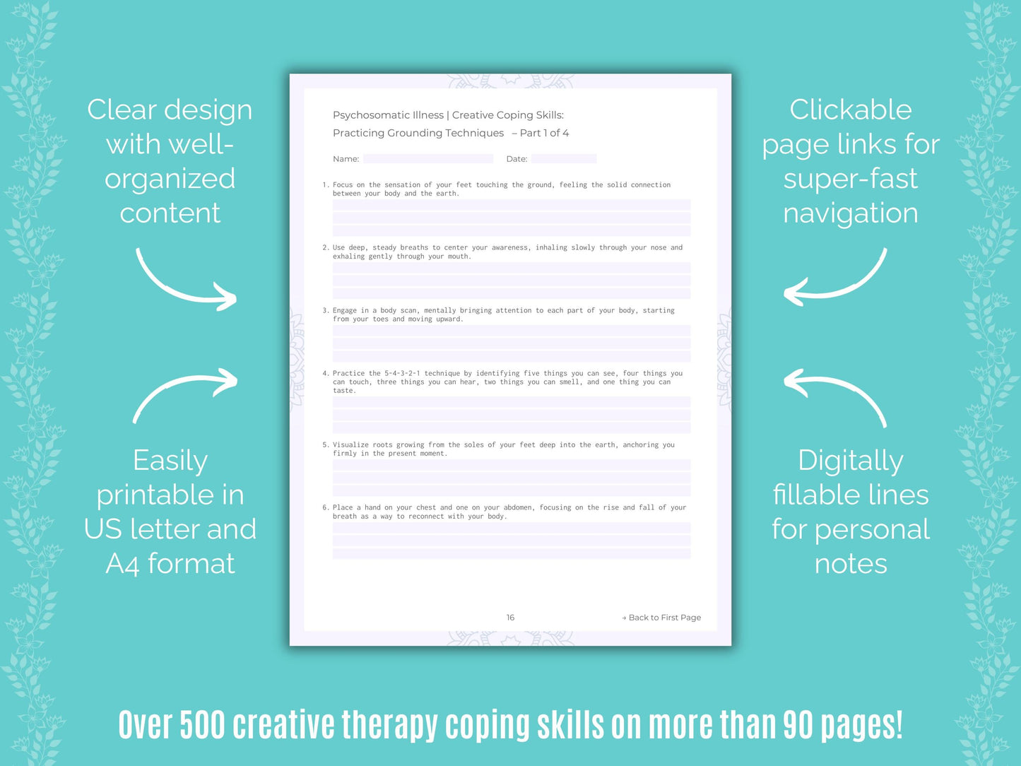 Psychosomatic Illness Creative Therapy Counseling Templates