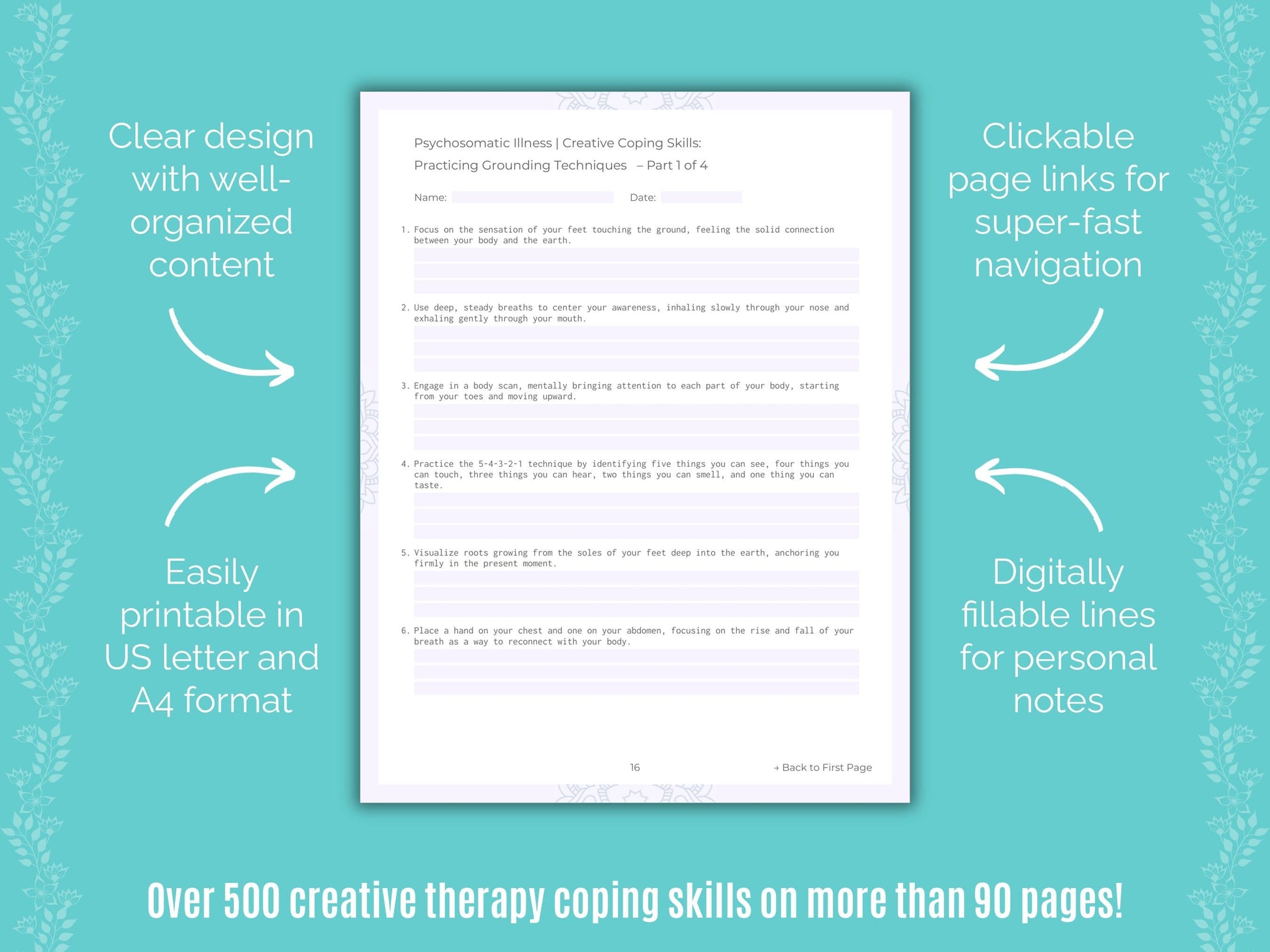 Psychosomatic Illness Creative Therapy Counseling Templates