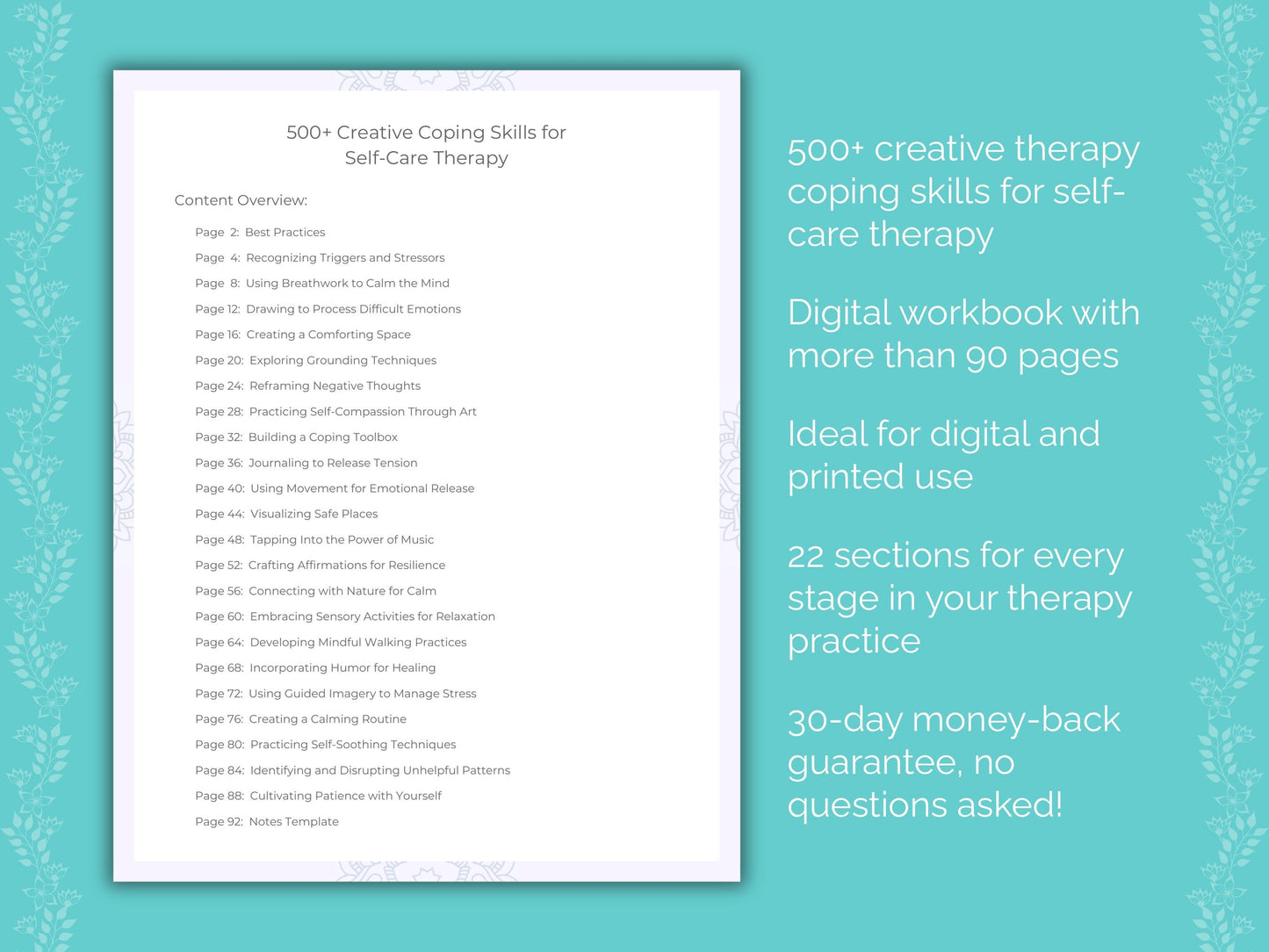 Self-Care Creative Therapy Therapist Worksheets