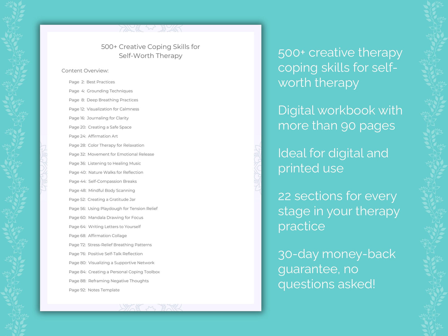 Self-Worth Creative Therapy Therapist Worksheets