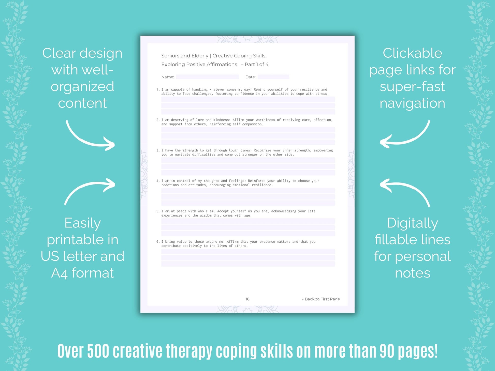 Seniors and Elderly Creative Therapy Counseling Templates