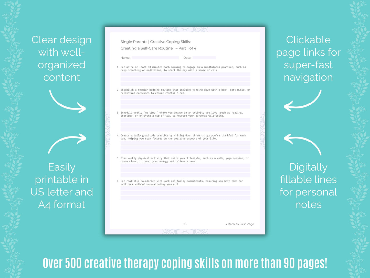 Single Parents Creative Therapy Counseling Templates