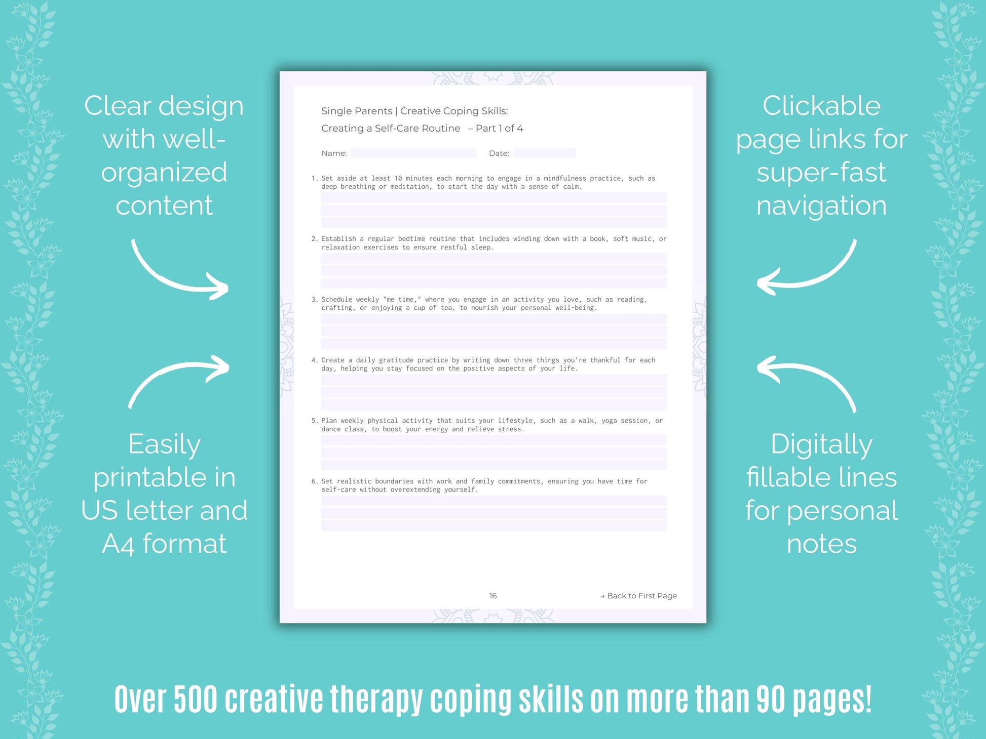 Single Parents Creative Therapy Counseling Templates