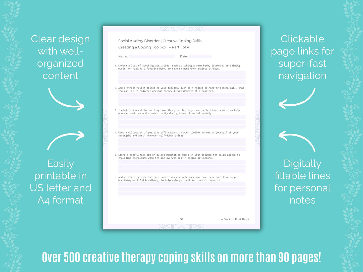Social Anxiety Disorder Creative Therapy Counseling Templates