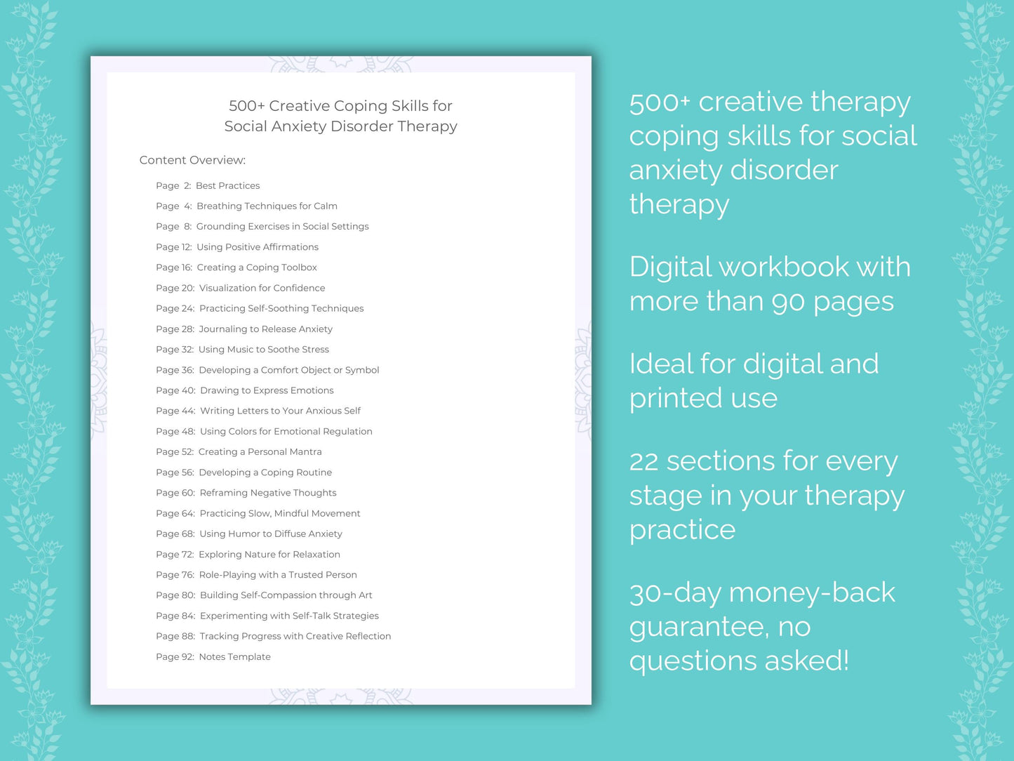 Social Anxiety Disorder Creative Therapy Therapist Worksheets