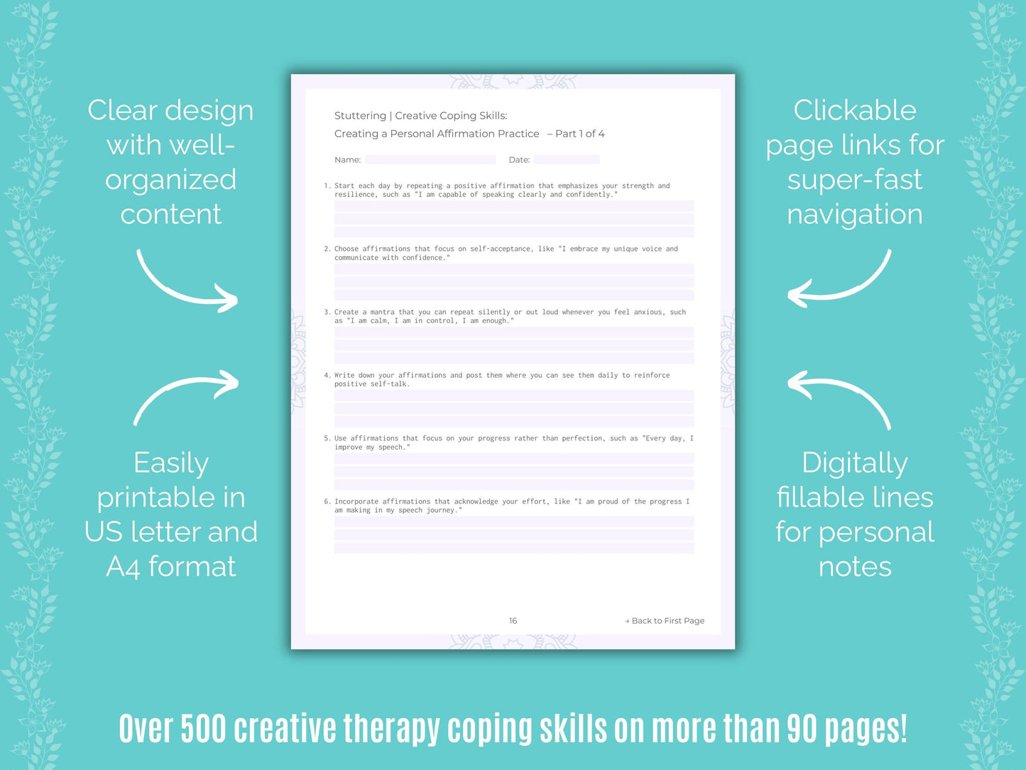 Stuttering Creative Therapy Counseling Templates