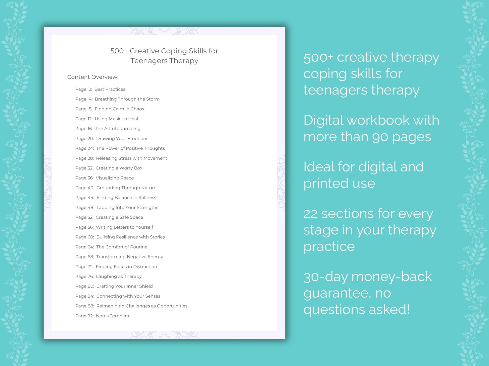 Teenagers Creative Therapy Therapist Worksheets