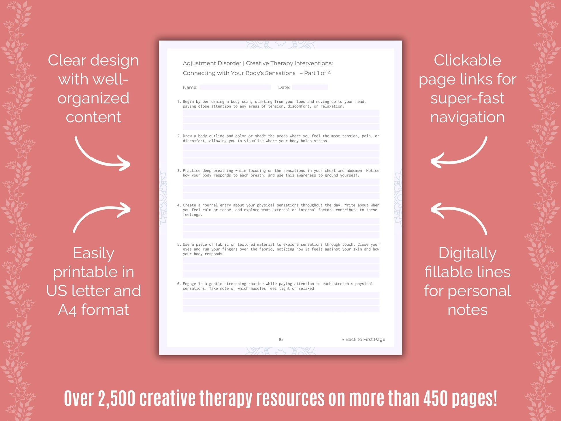 Adjustment Disorder Creative Therapy Counseling Templates