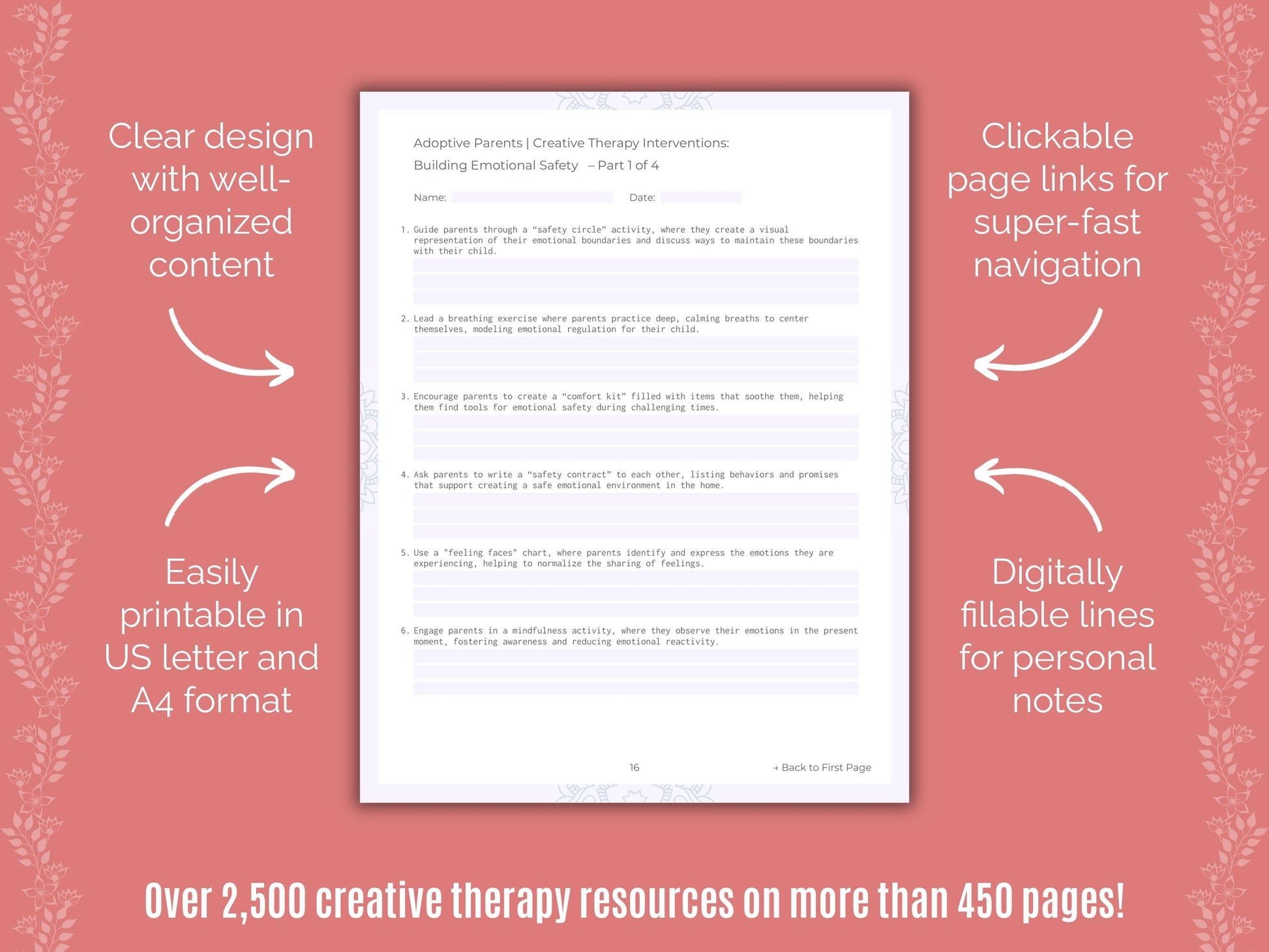 Adoptive Parents Creative Therapy Counseling Templates